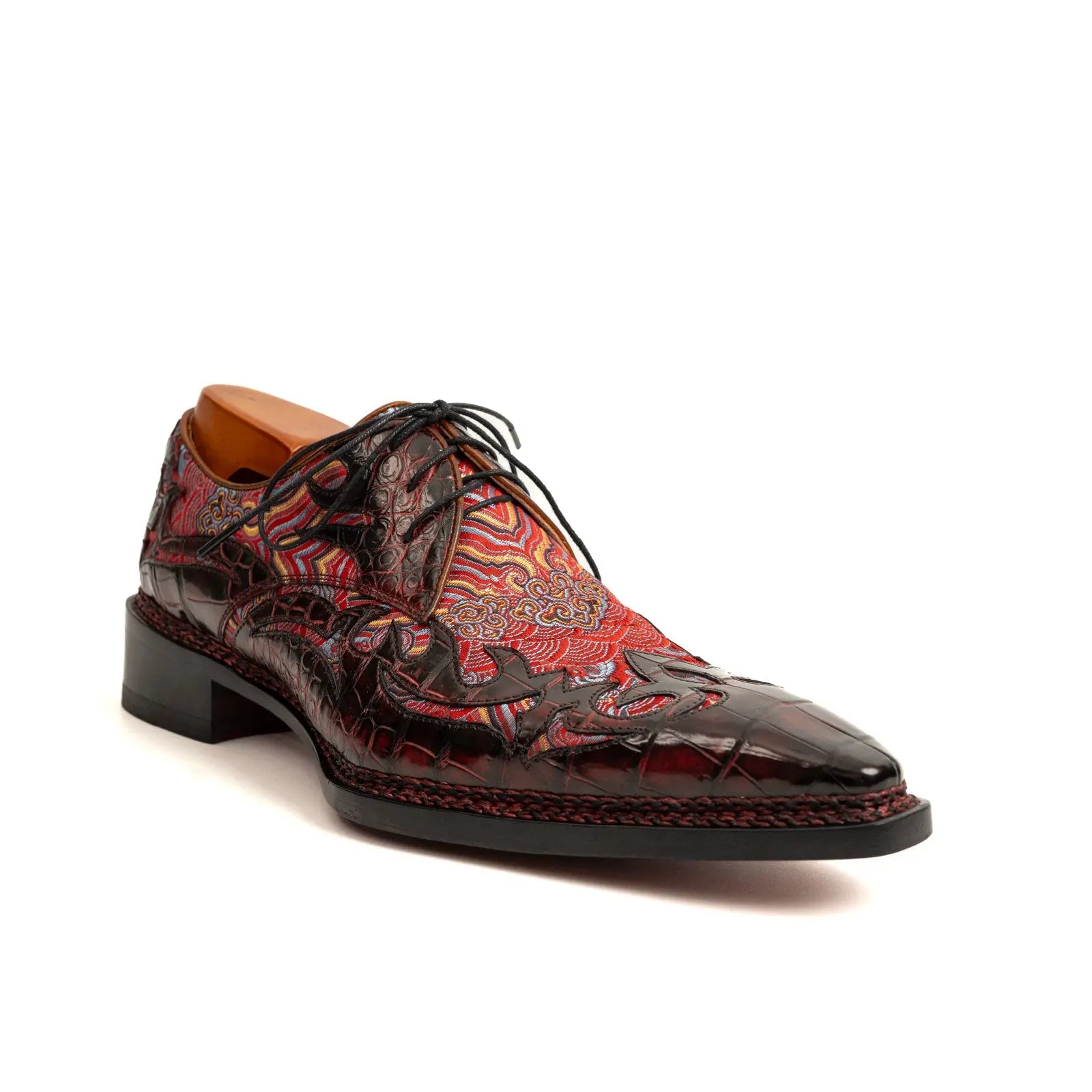Red Pattern Crocodile Derby