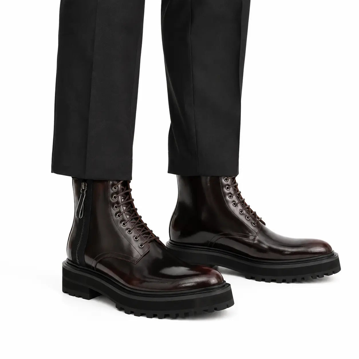 Bordeaux Zip Combat Boot