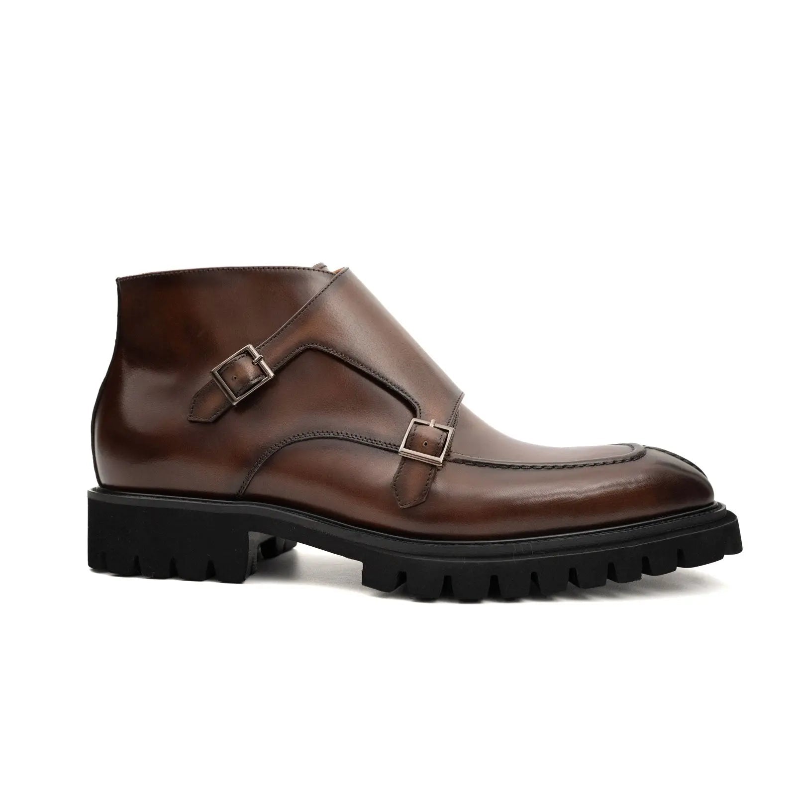 Brown Double Monk Strap Boots with Foam Sole