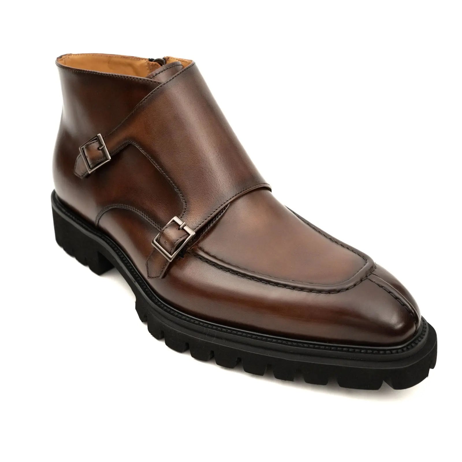 Brown Double Monk Strap Boots with Foam Sole