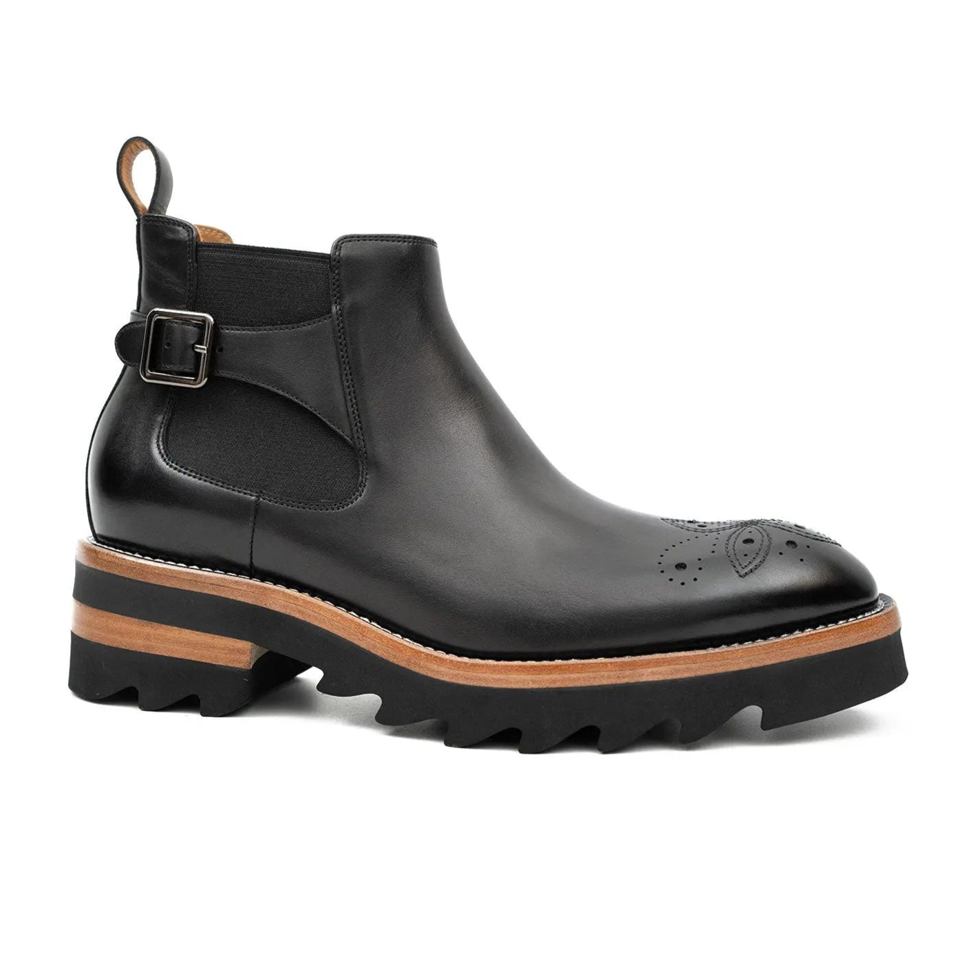 Black Buckled Chelsea Boots