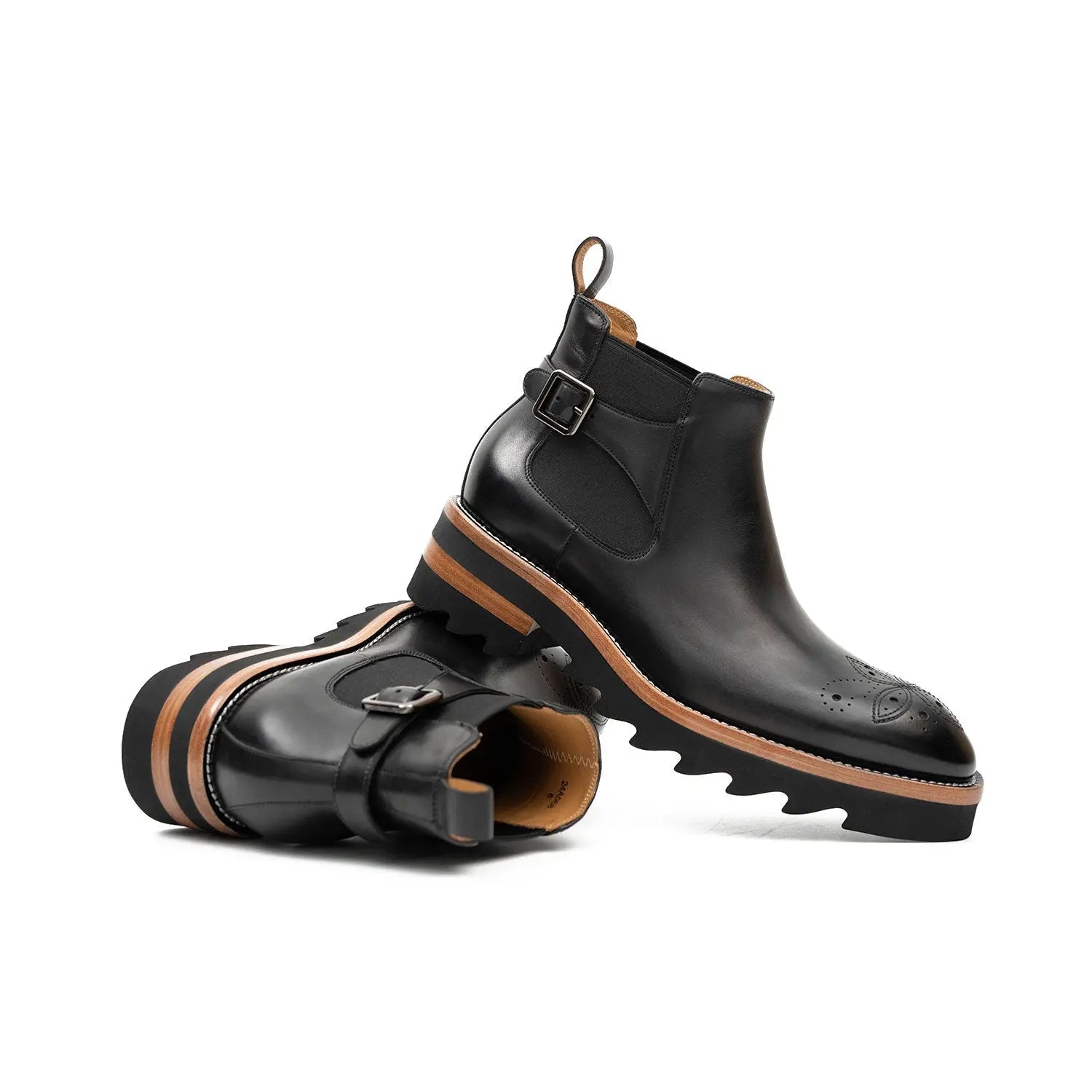 Black Buckled Chelsea Boots