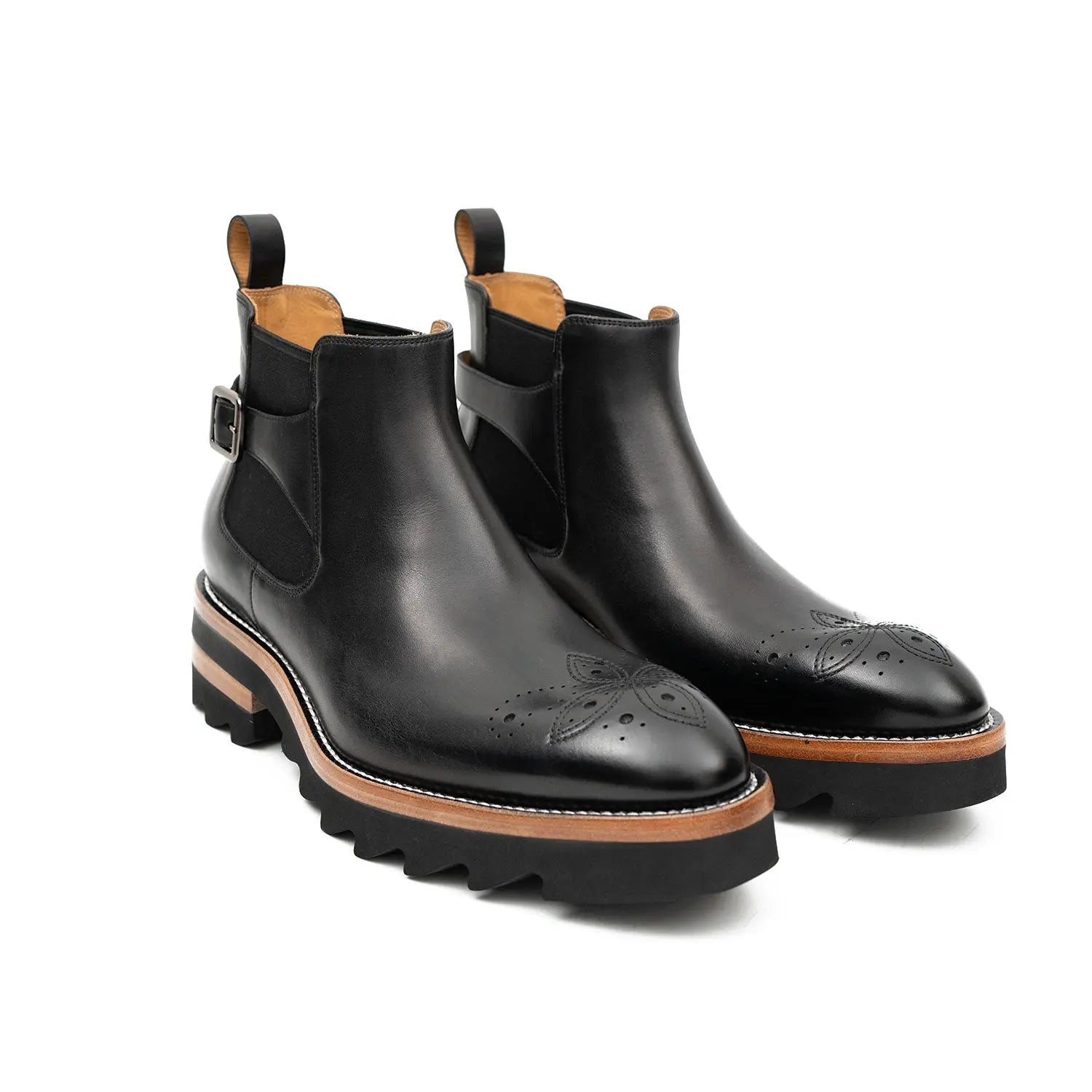 Black Buckled Chelsea Boots