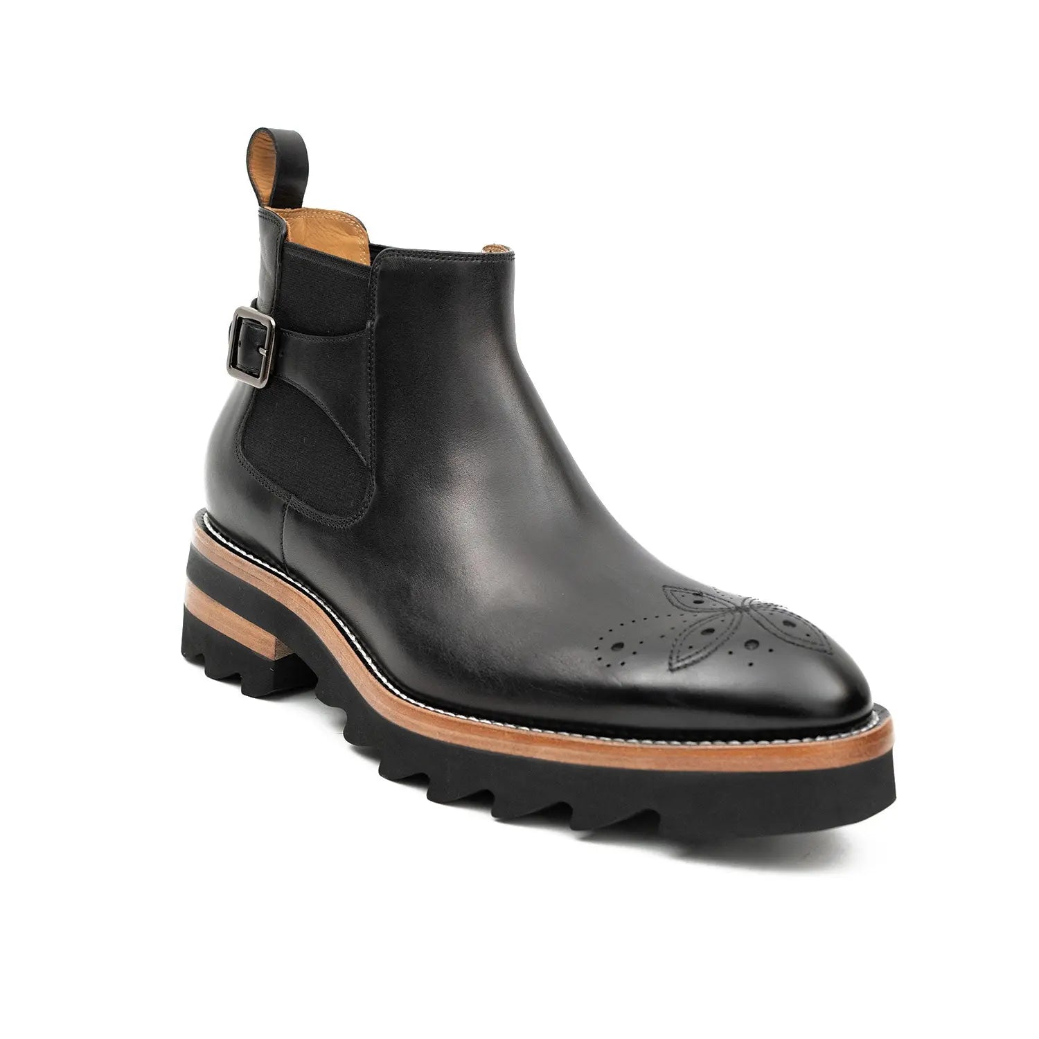 Black Buckled Chelsea Boots