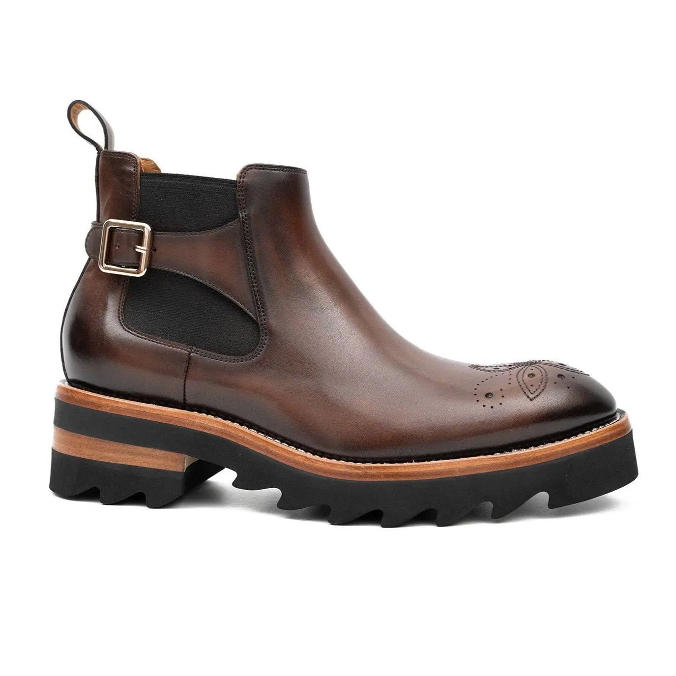 Brown Buckled Chelsea Boot