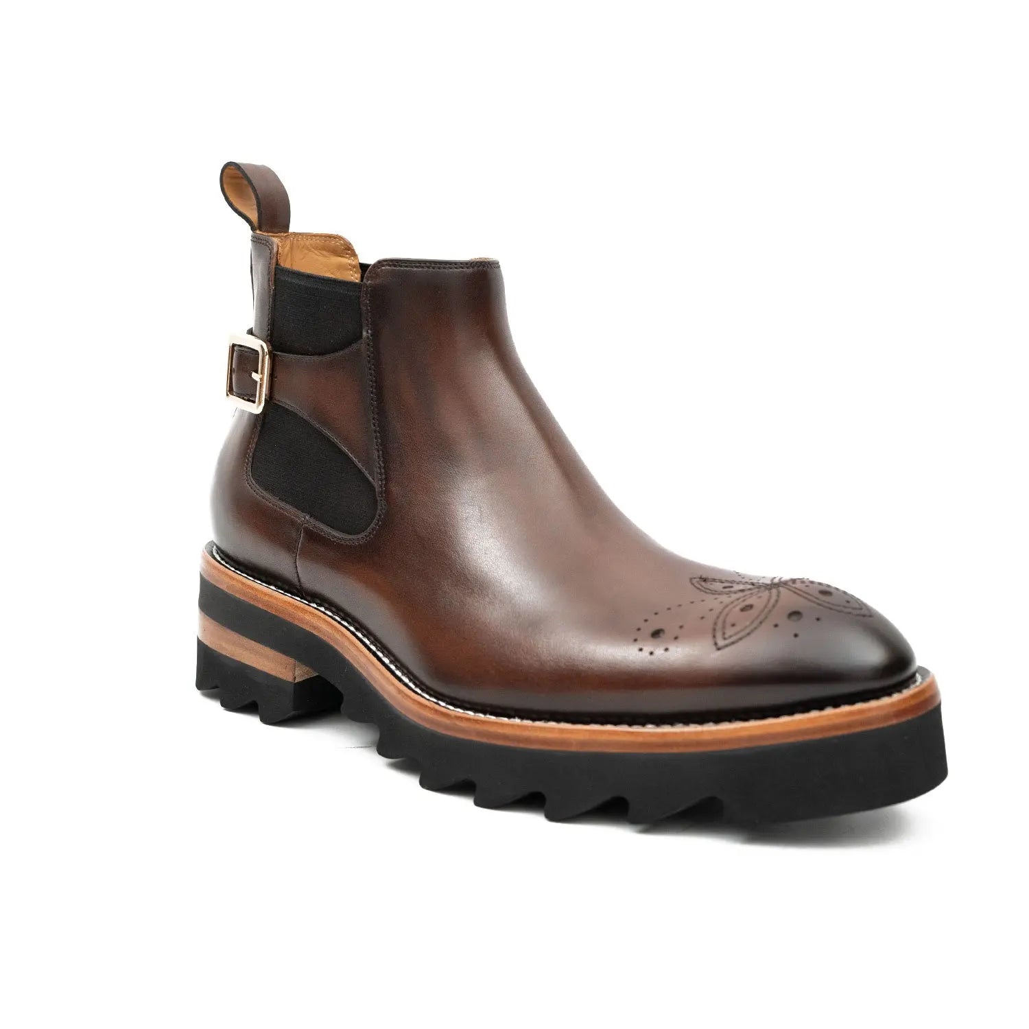 Brown Buckled Chelsea Boot