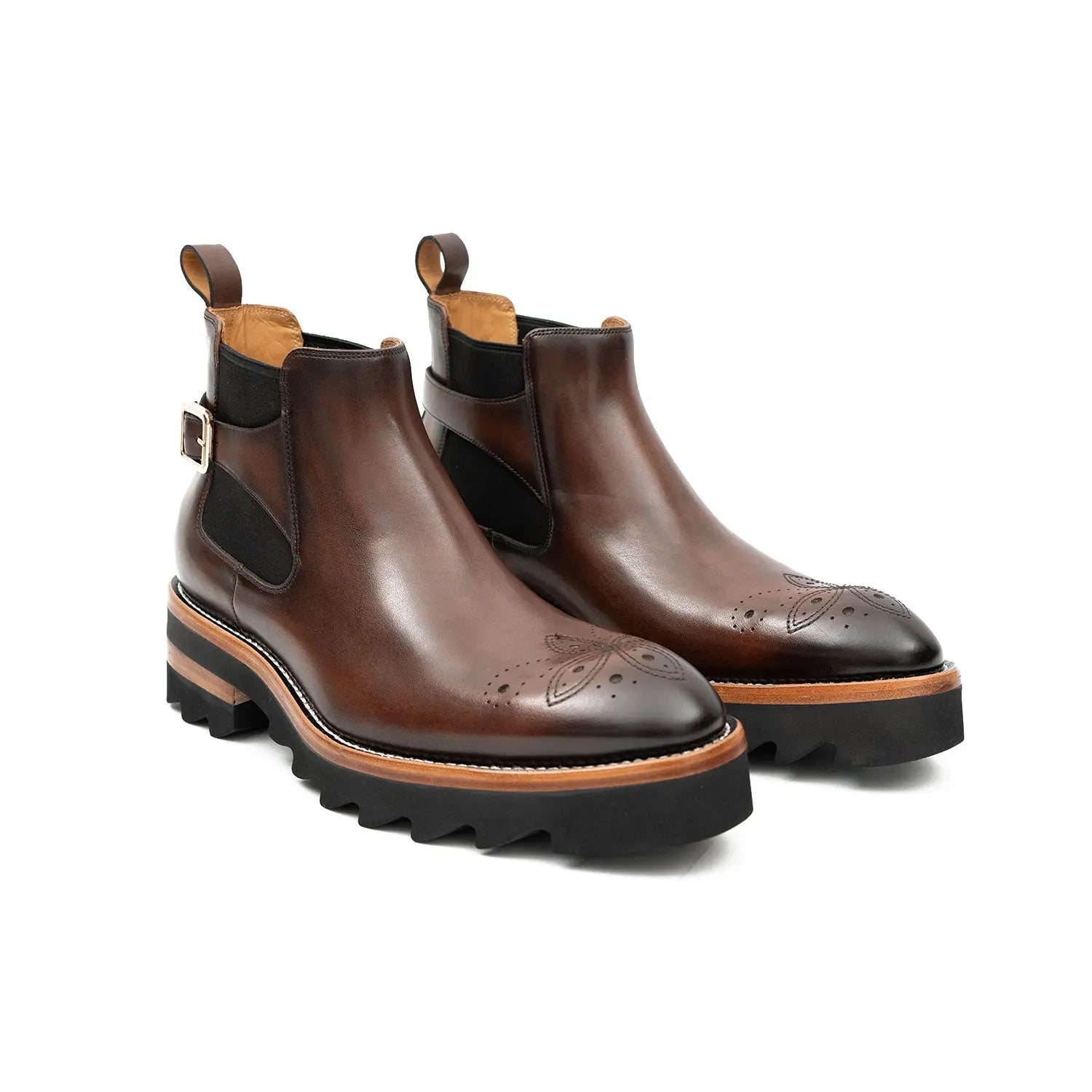 Brown Buckled Chelsea Boot