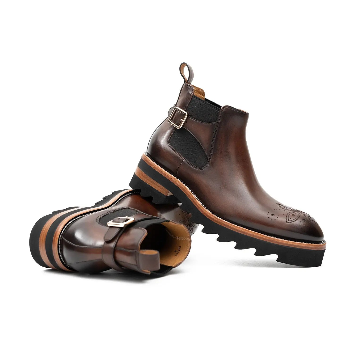 Brown Buckled Chelsea Boot