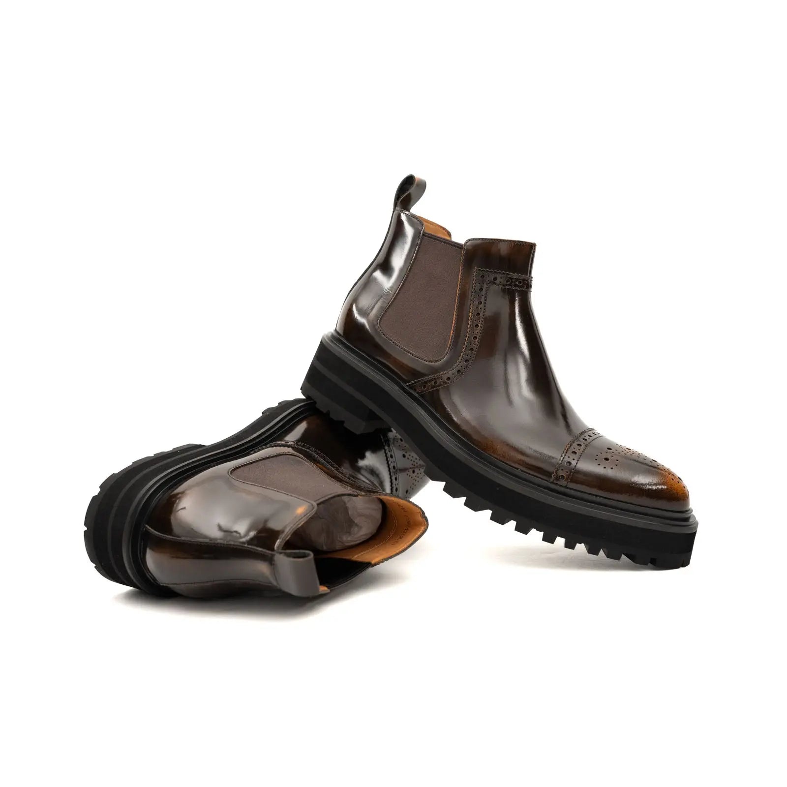 Cognac Croc Leather Chelsea Boot