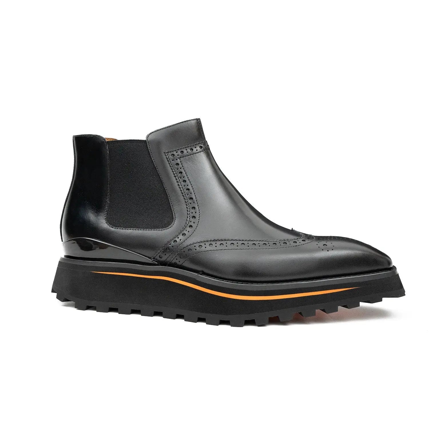 Black Wingtip Chelsea Boot