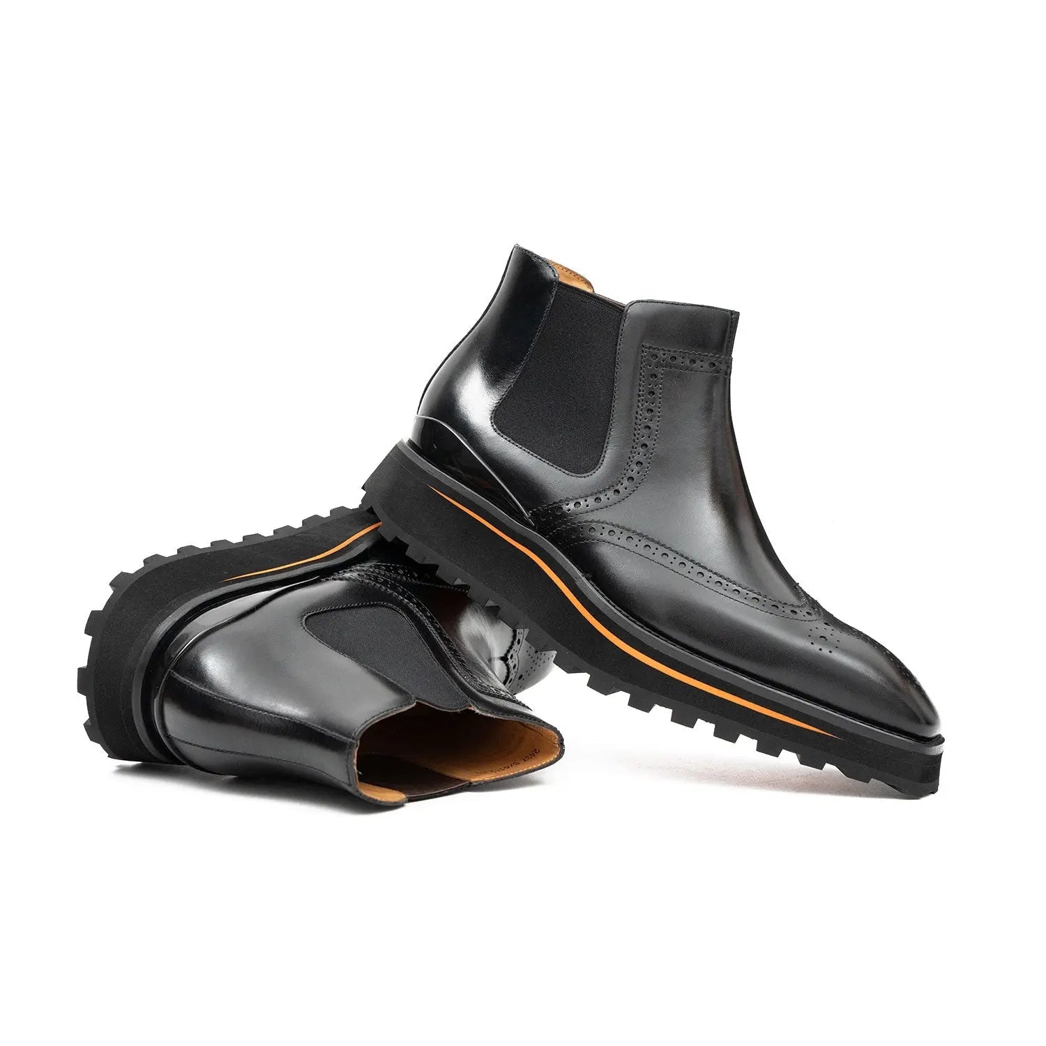 Black Wingtip Chelsea Boot