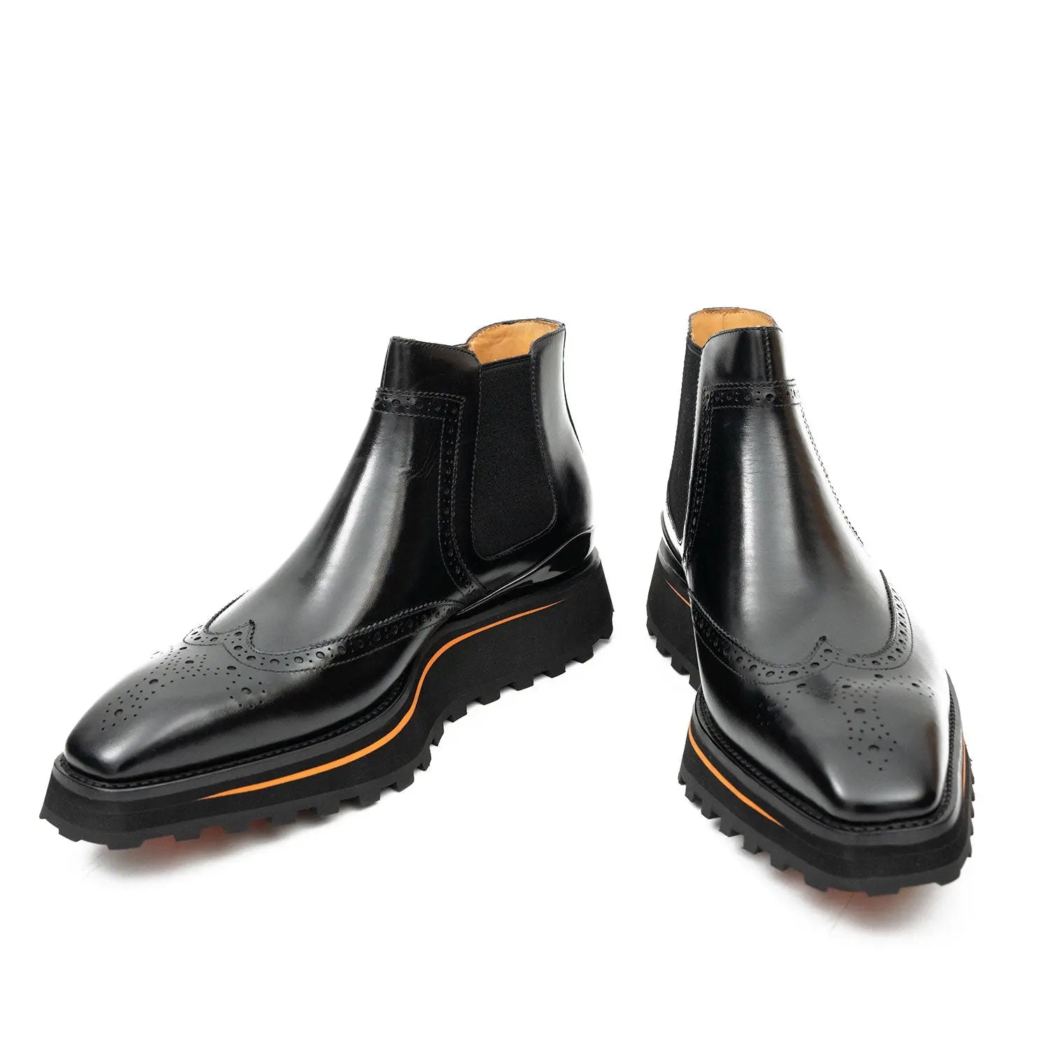 Black Wingtip Chelsea Boot