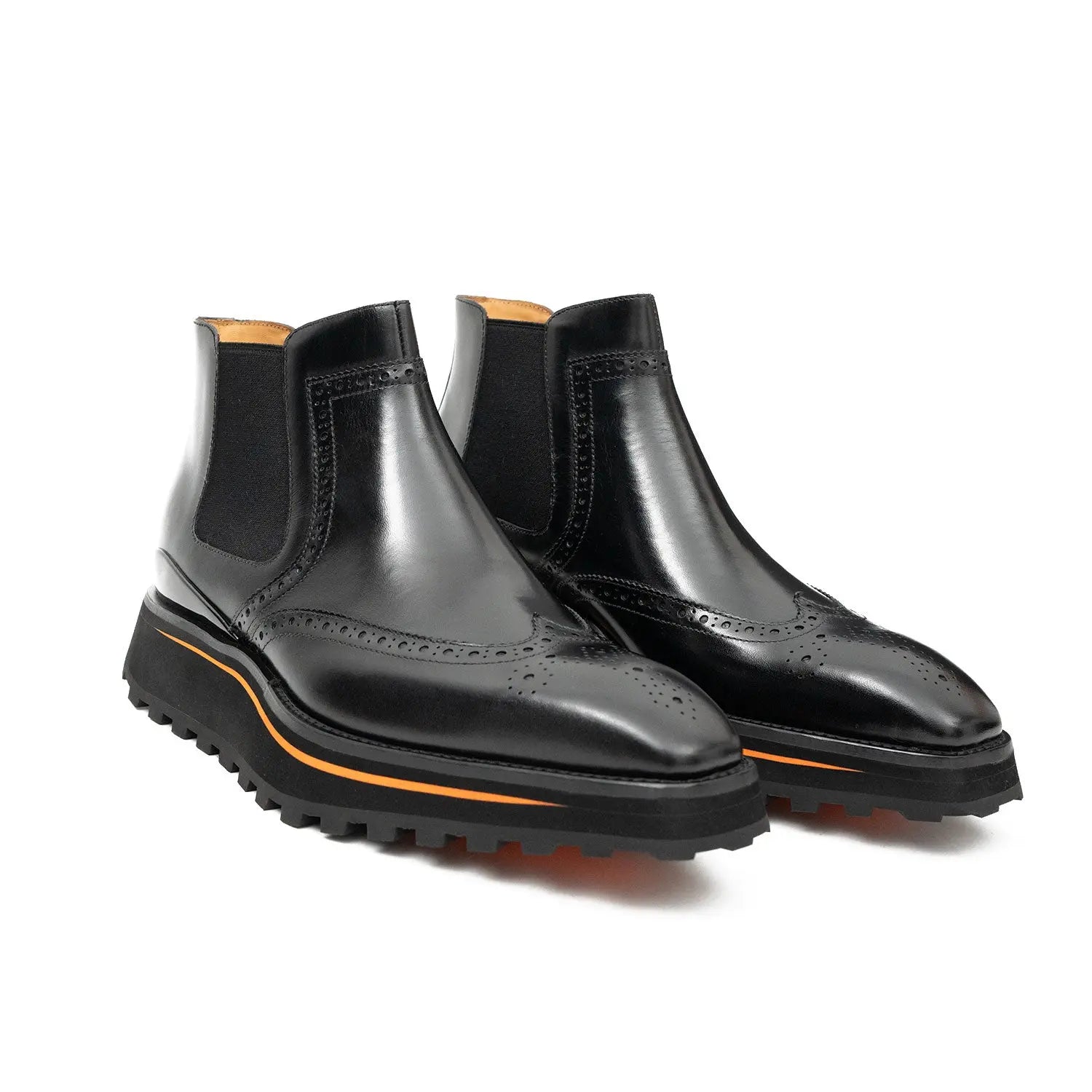 Black Wingtip Chelsea Boot