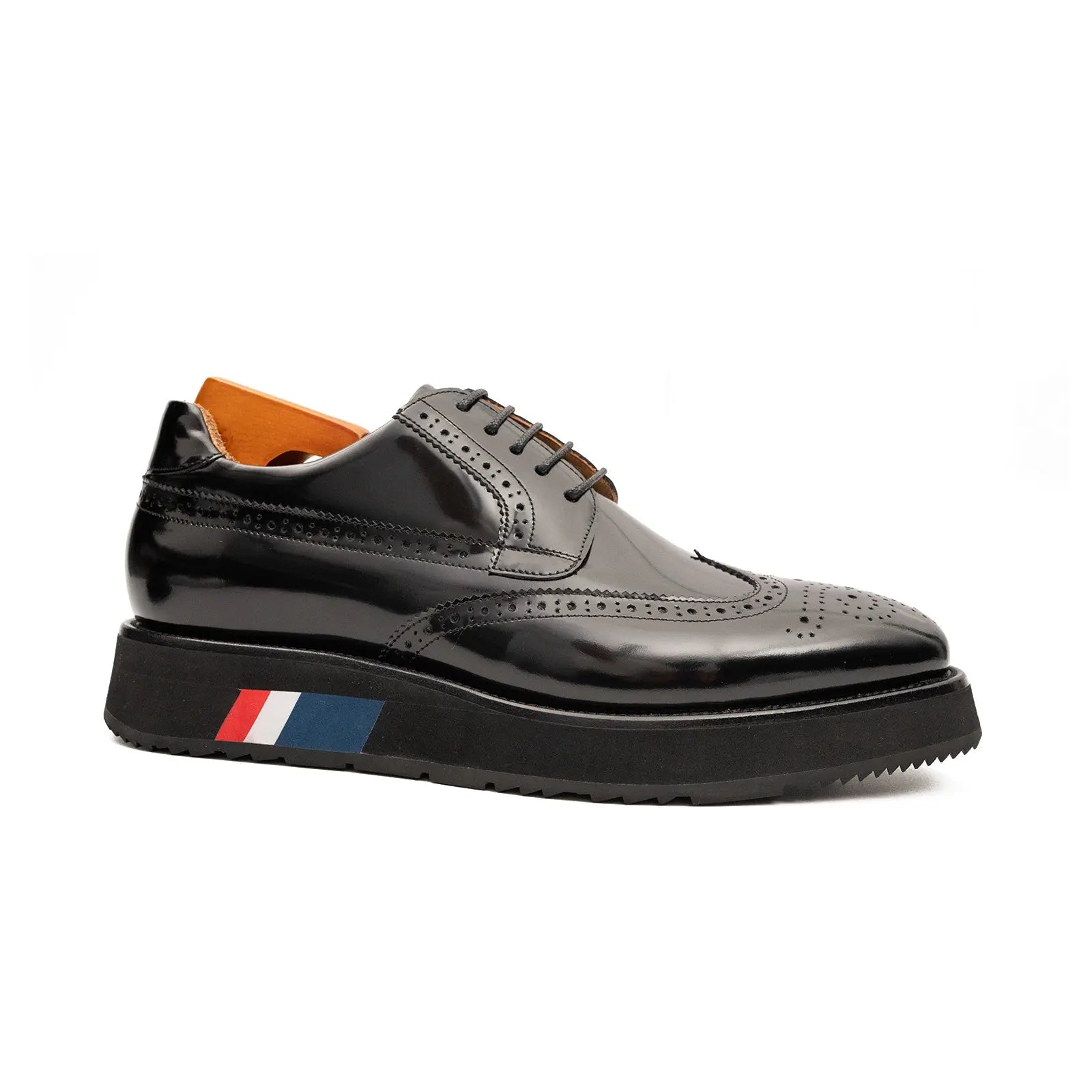 Black Brogue Derby with Black Sole