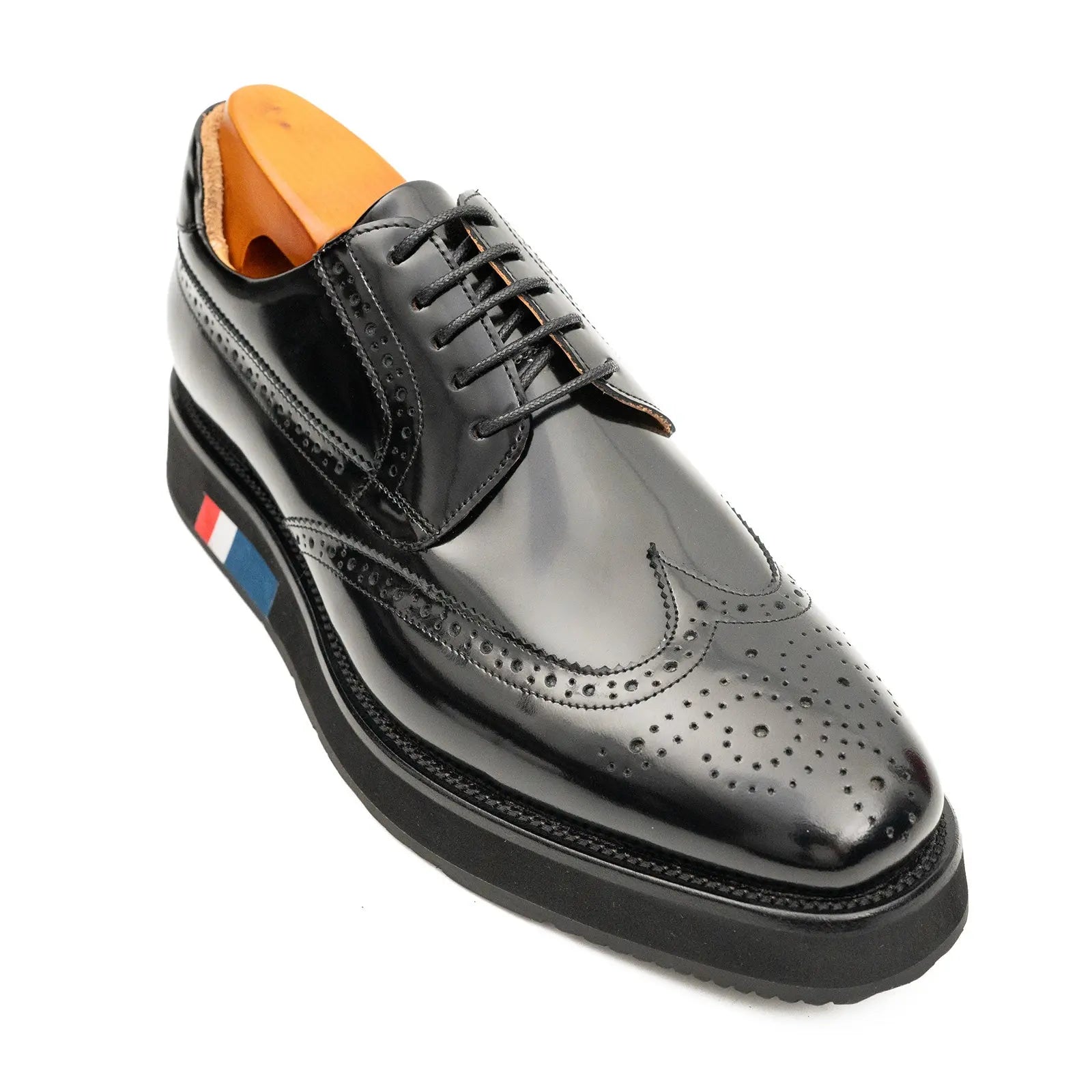 Black Brogue Derby with Black Sole