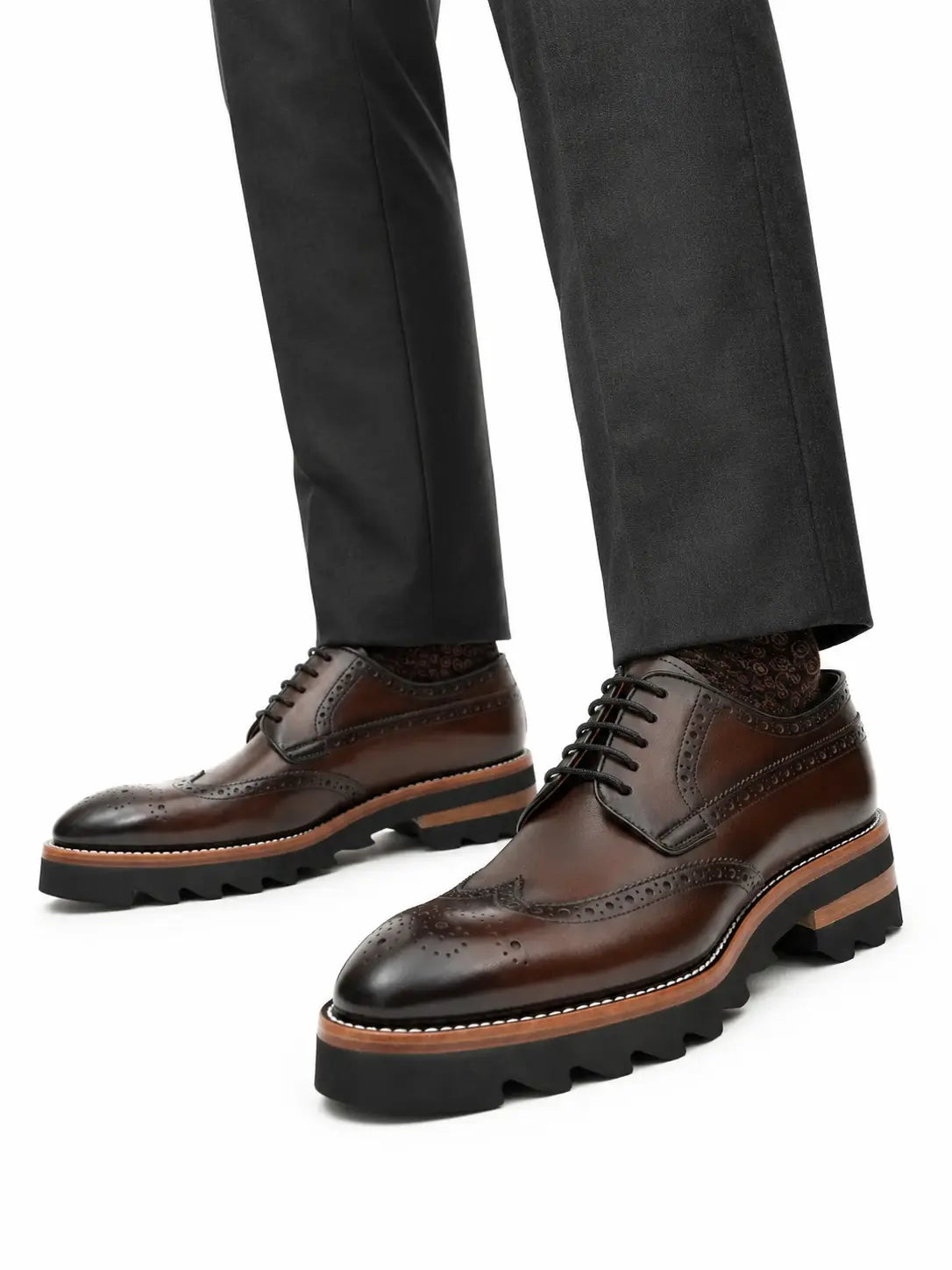 Brown Brogue Derby with Lug Sole