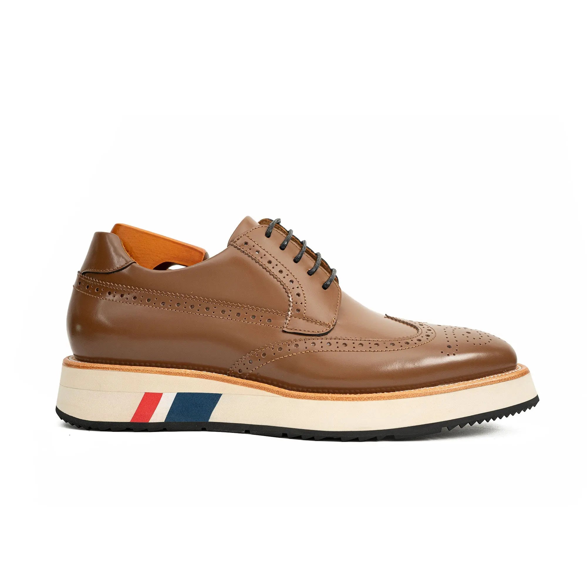Brown Derby Shoes with Contrast Platform Sole