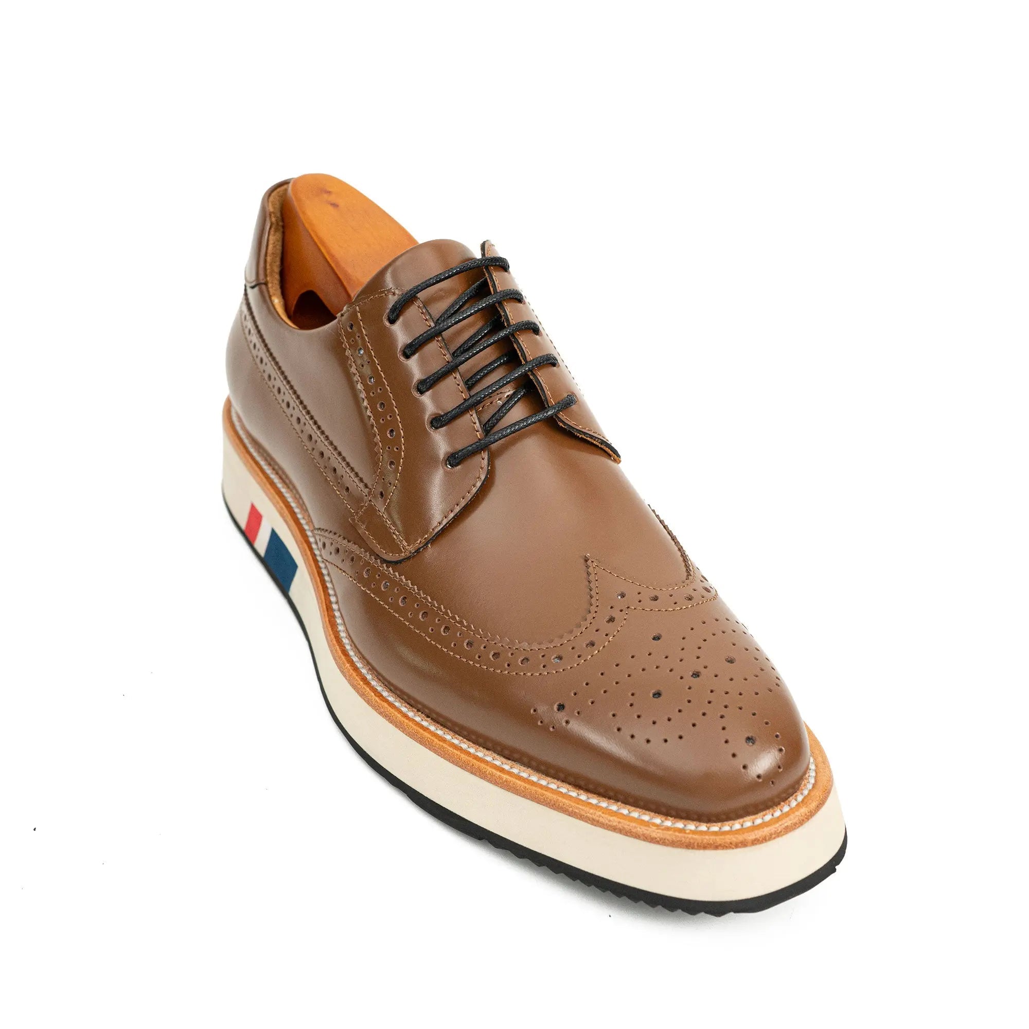 Brown Derby Shoes with Contrast Platform Sole