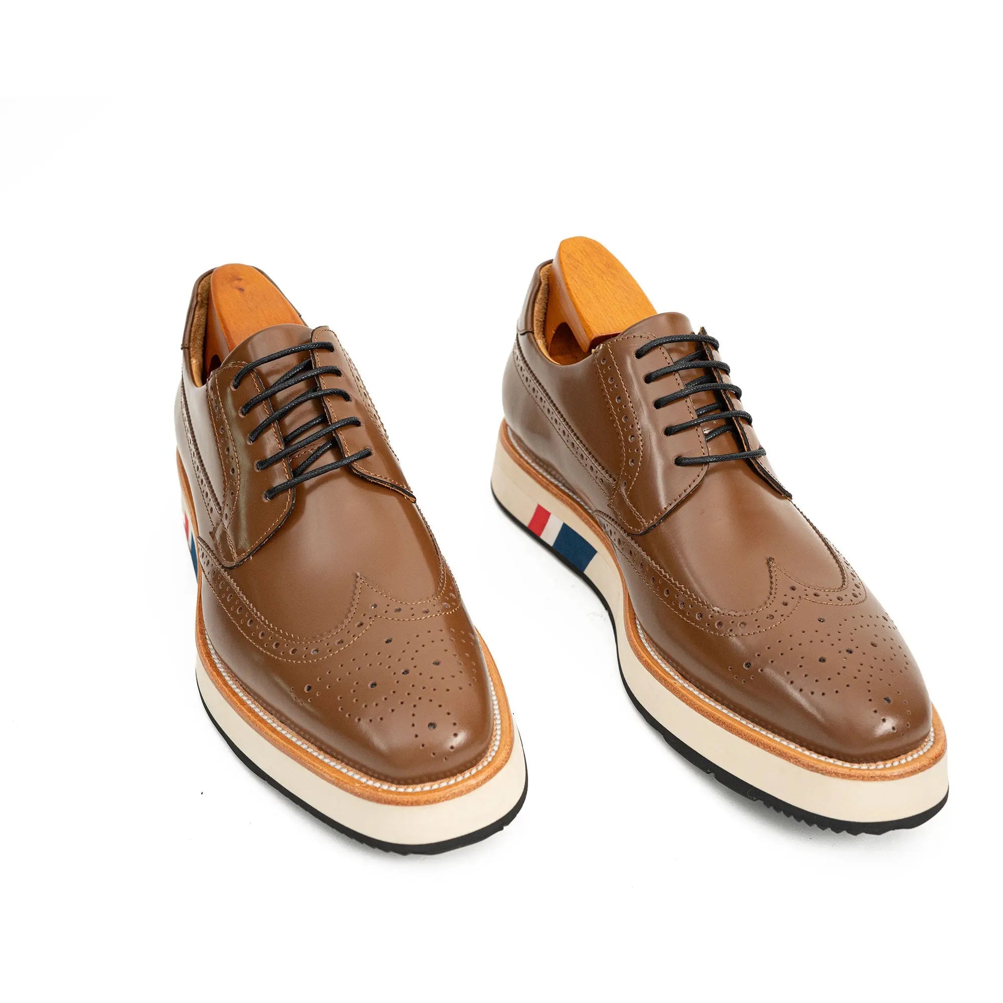 Brown Derby Shoes with Contrast Platform Sole