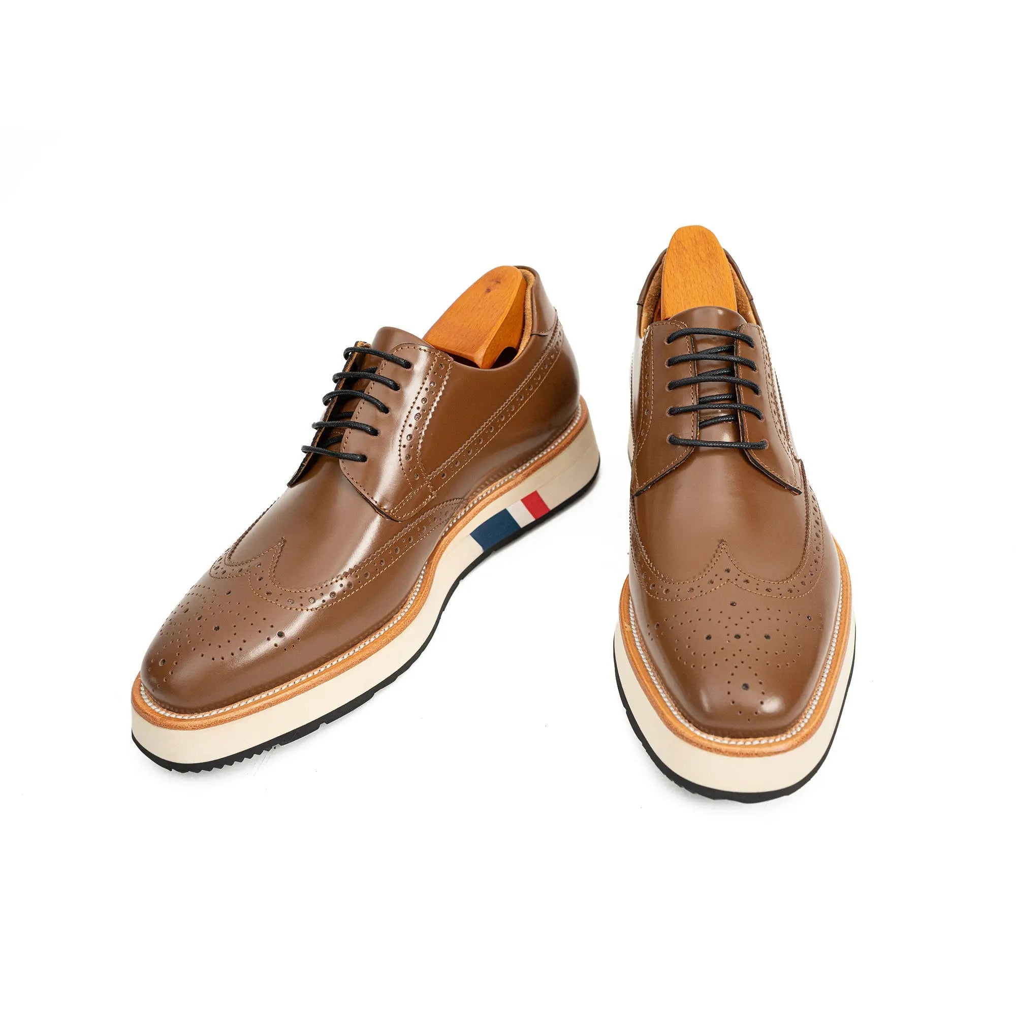 Brown Derby Shoes with Contrast Platform Sole