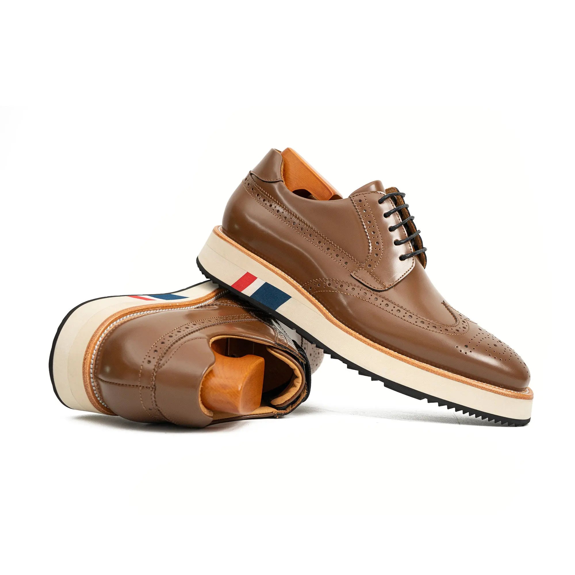 Brown Derby Shoes with Contrast Platform Sole