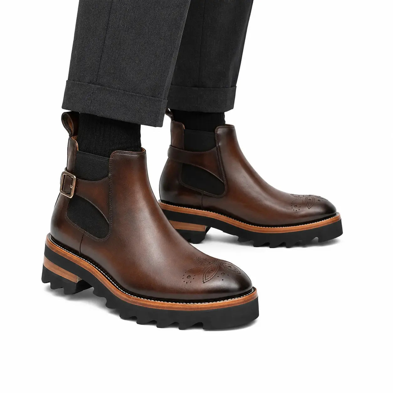 Brown Buckled Chelsea Boot
