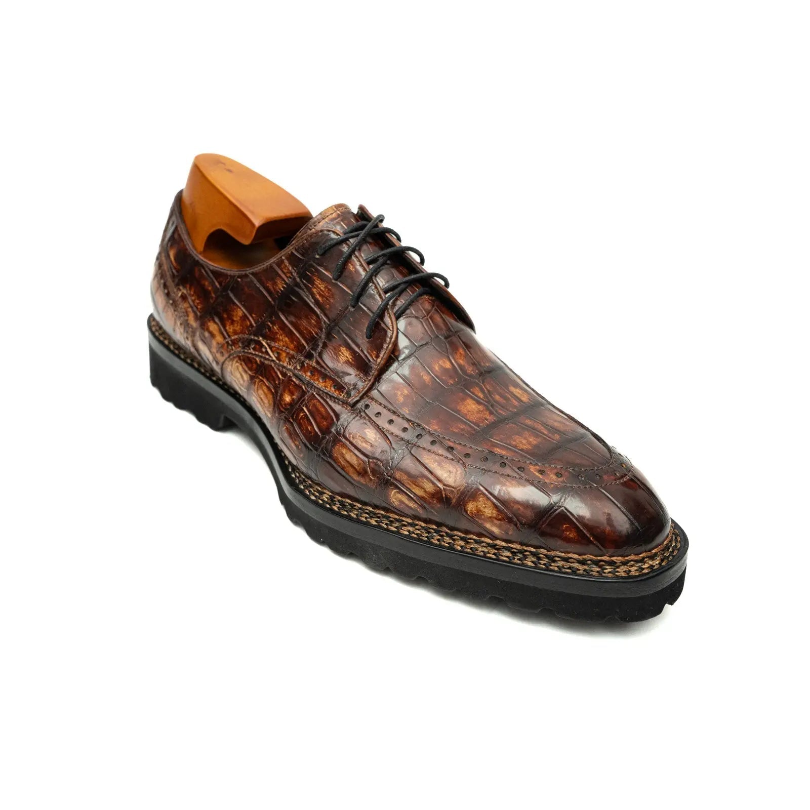 Cognac Crocodile Norwegian Lug Derby