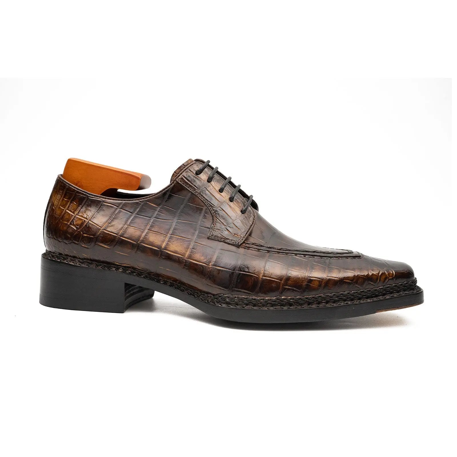 Espresso Crocodile Apron Derby
