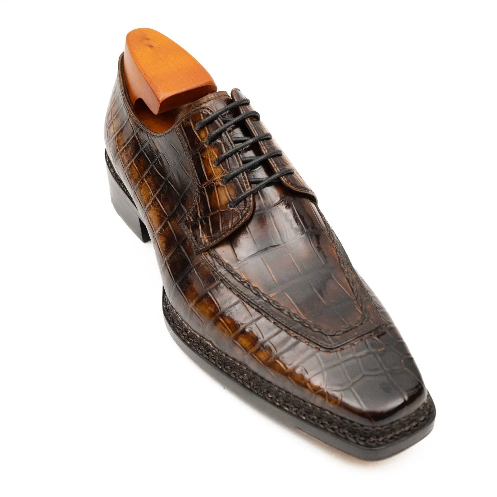 Espresso Crocodile Apron Derby
