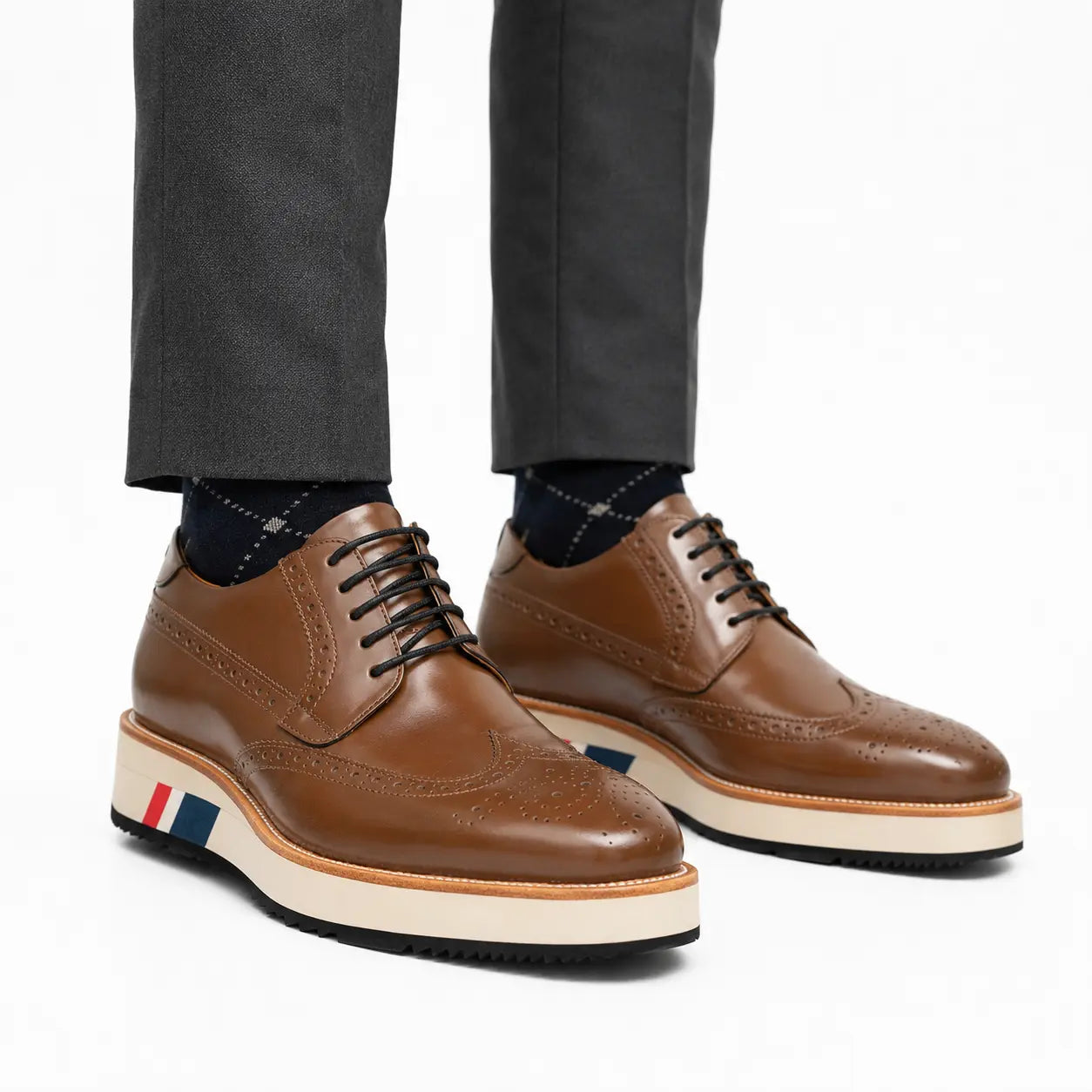 Brown Derby Shoes with Contrast Platform Sole