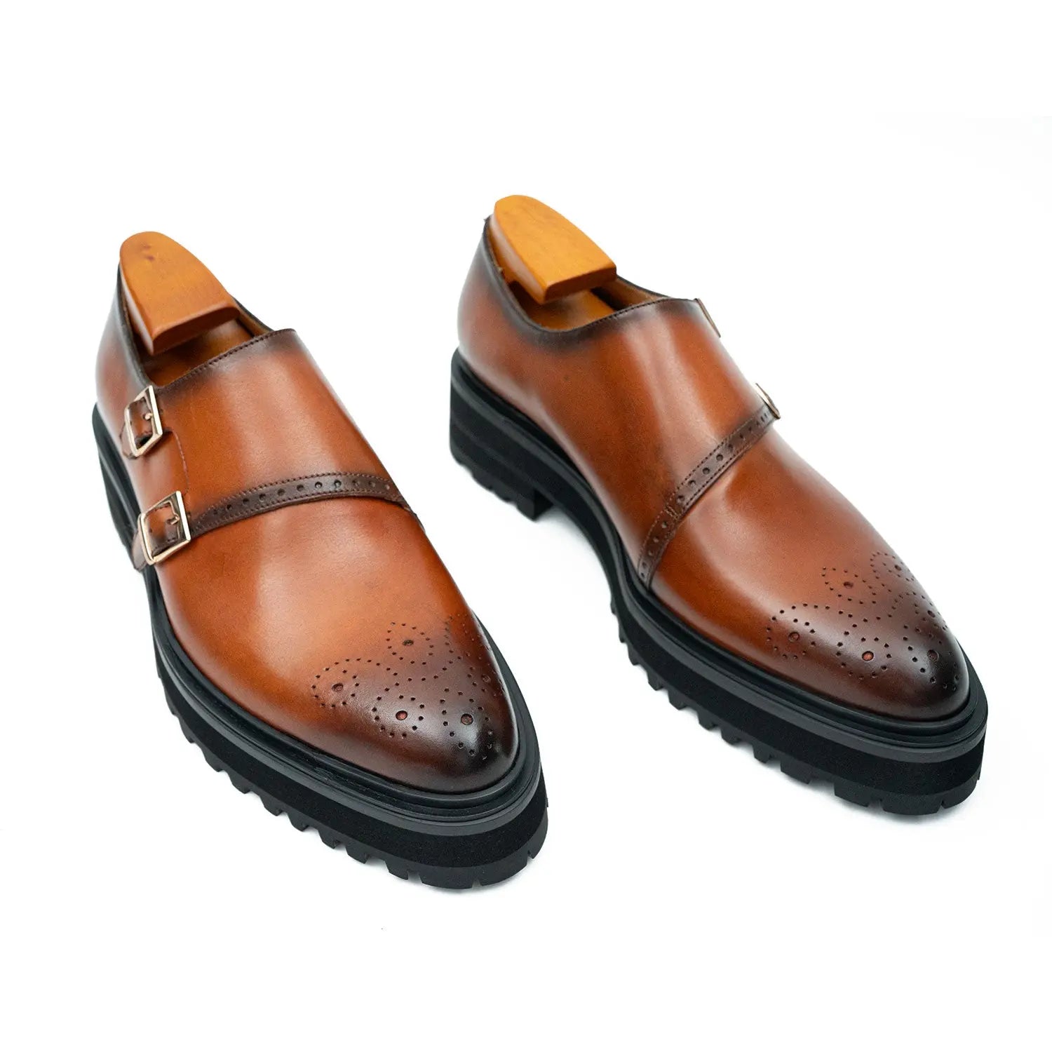 Cognac Double Monk Lug Shoe