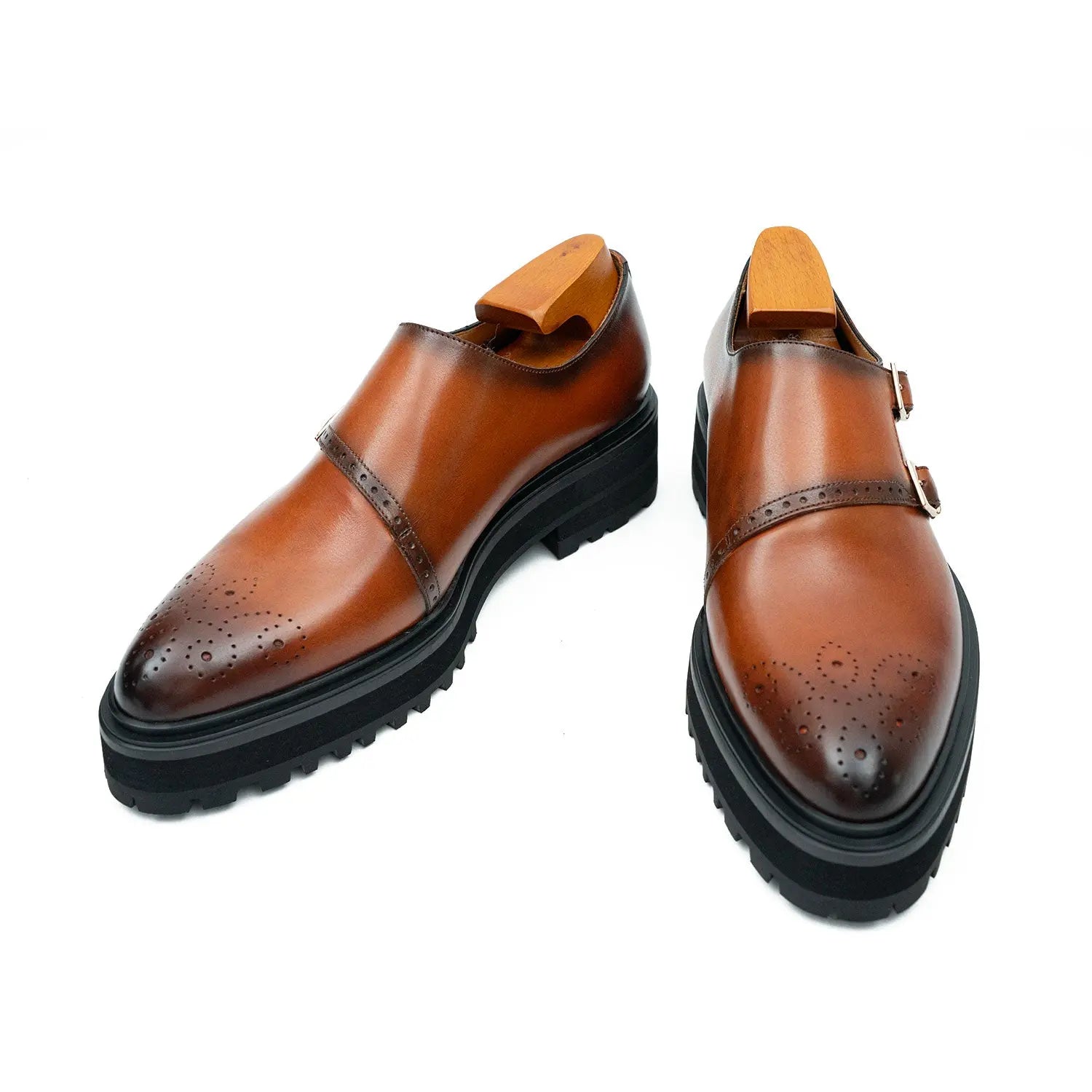 Cognac Double Monk Lug Shoe