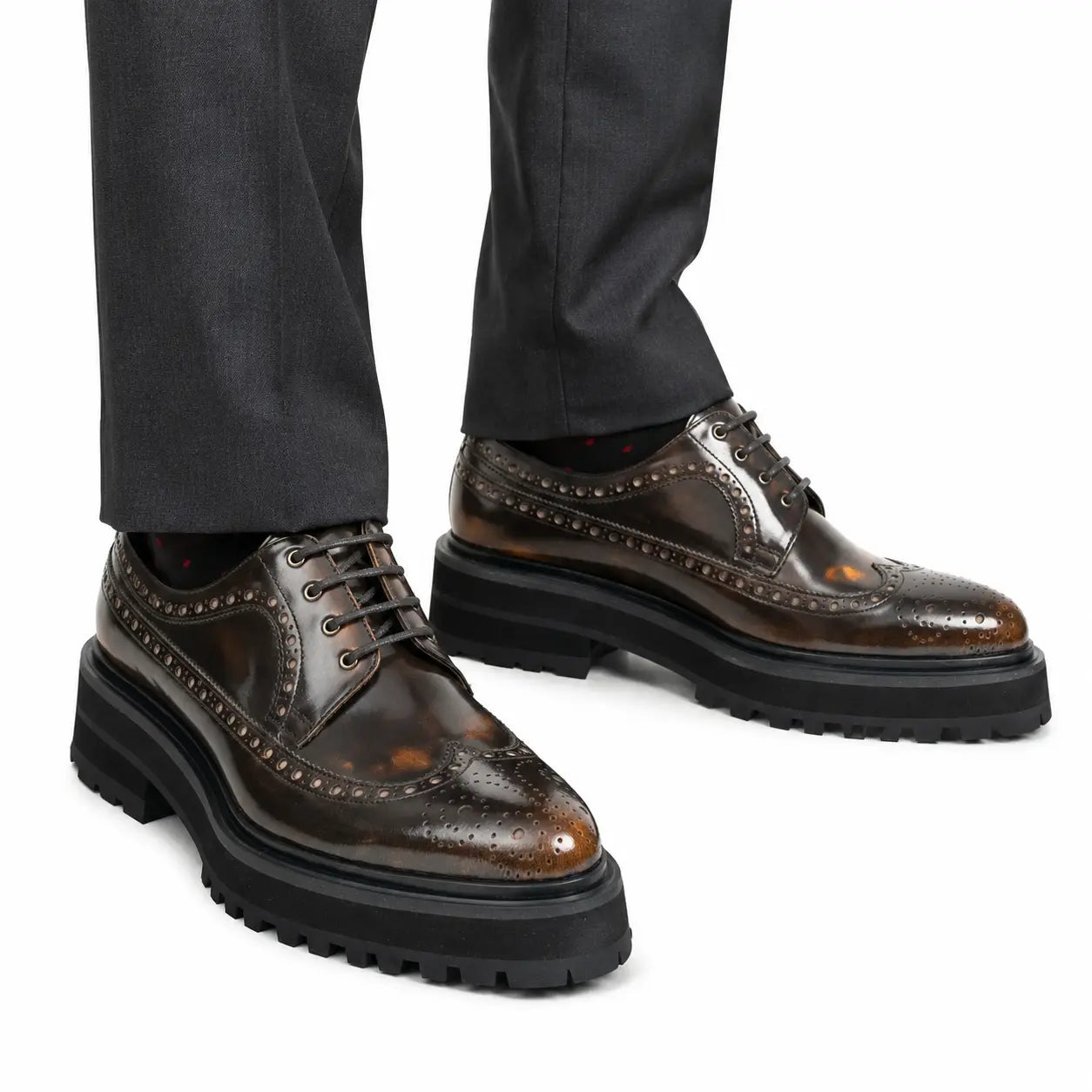 Brown Polished Wingtip Derby