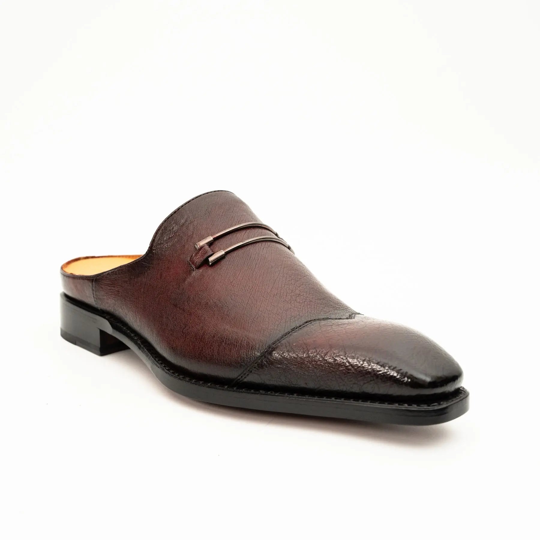 Burgundy Backless Monk Mule