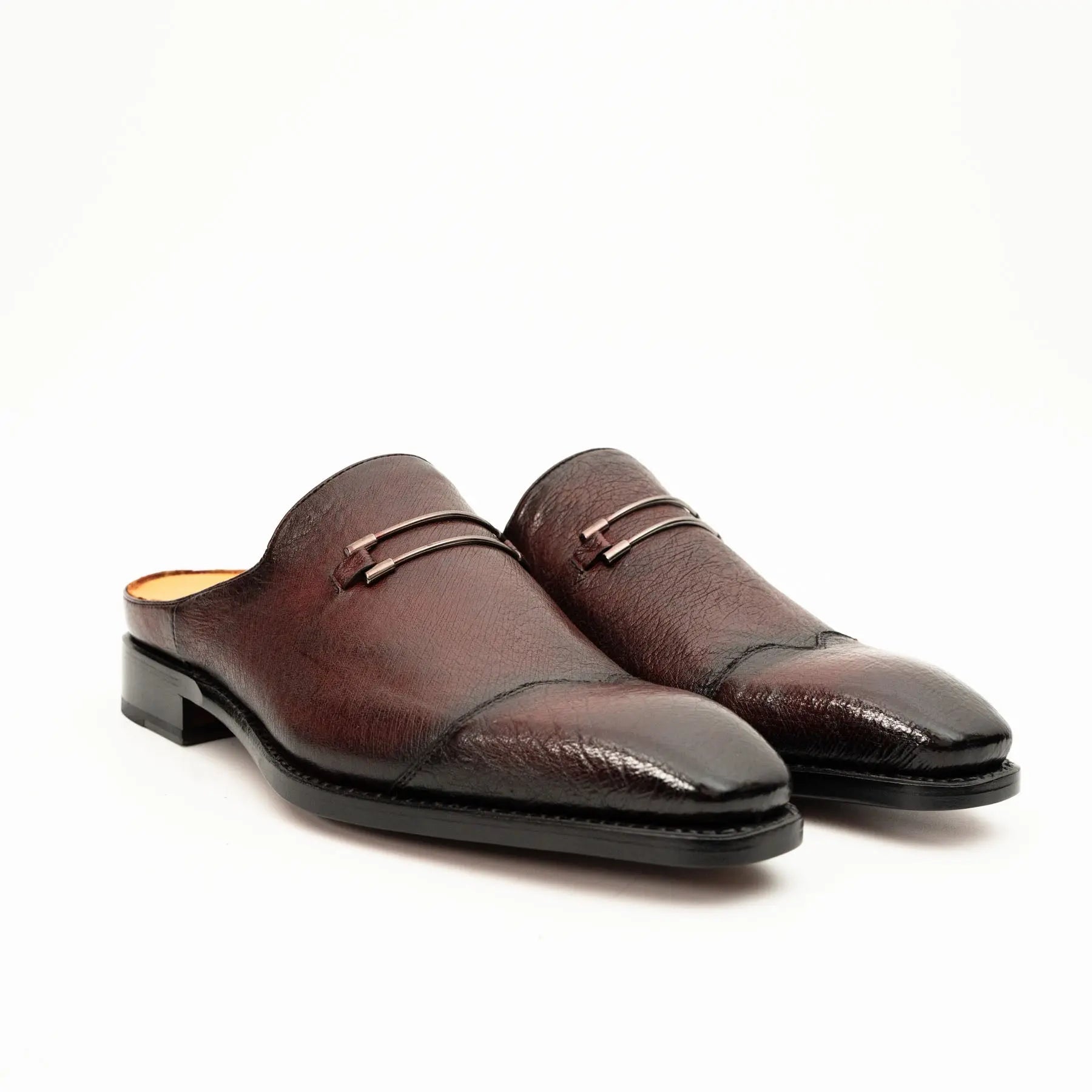 Burgundy Backless Monk Mule