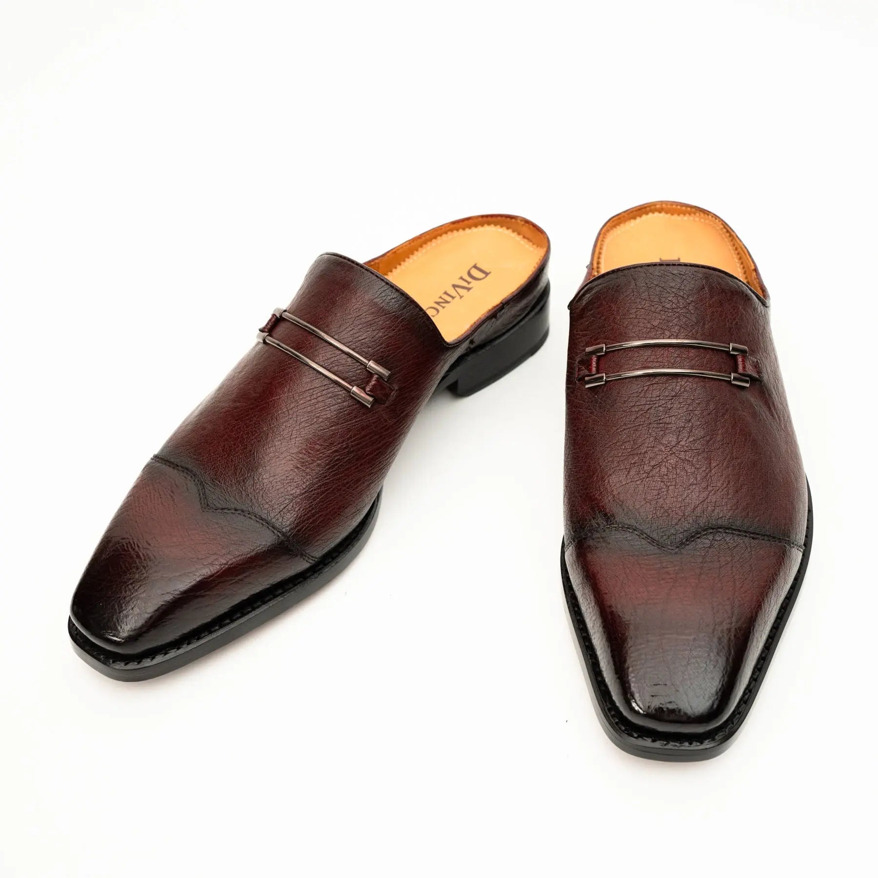 Burgundy Backless Monk Mule