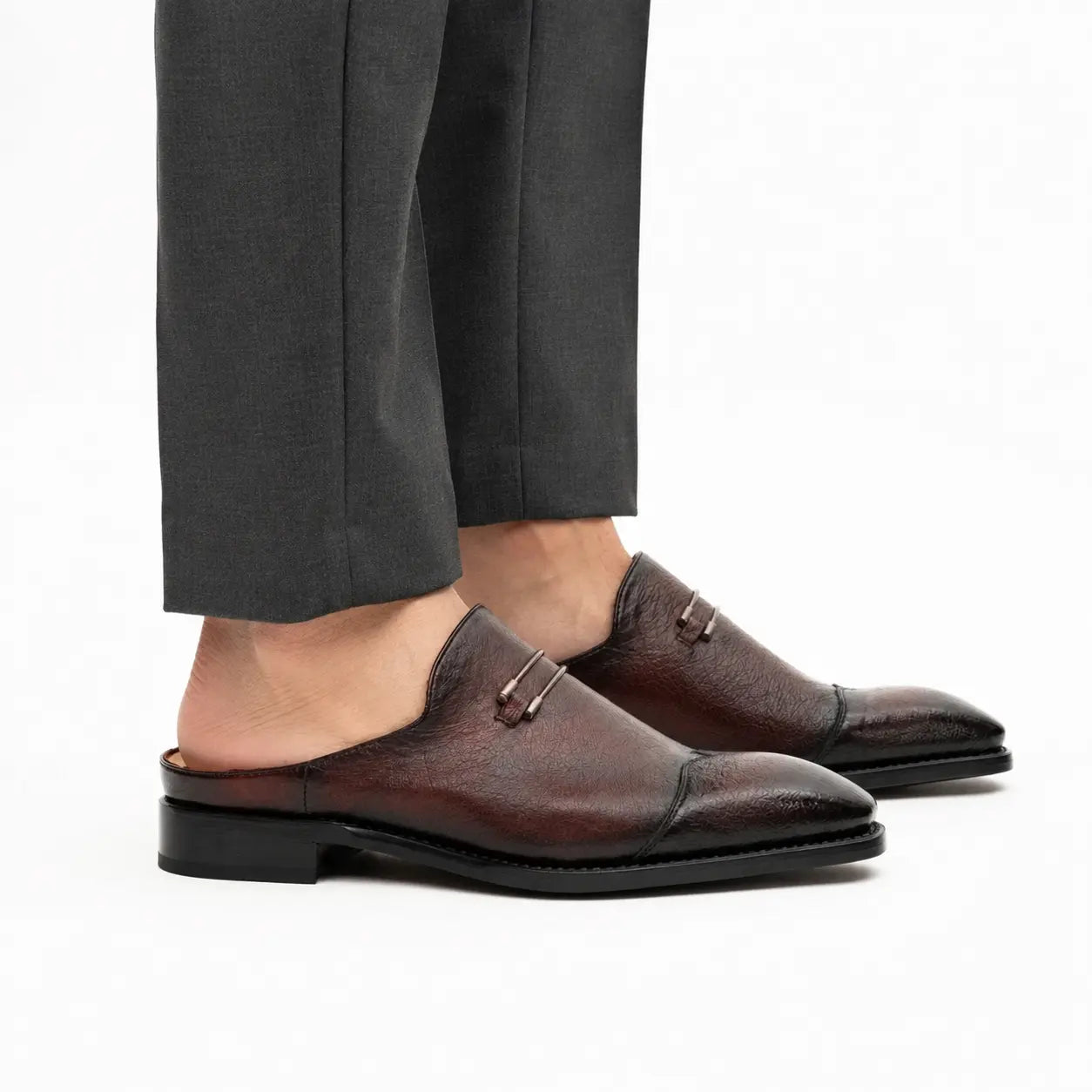 Burgundy Backless Monk Mule