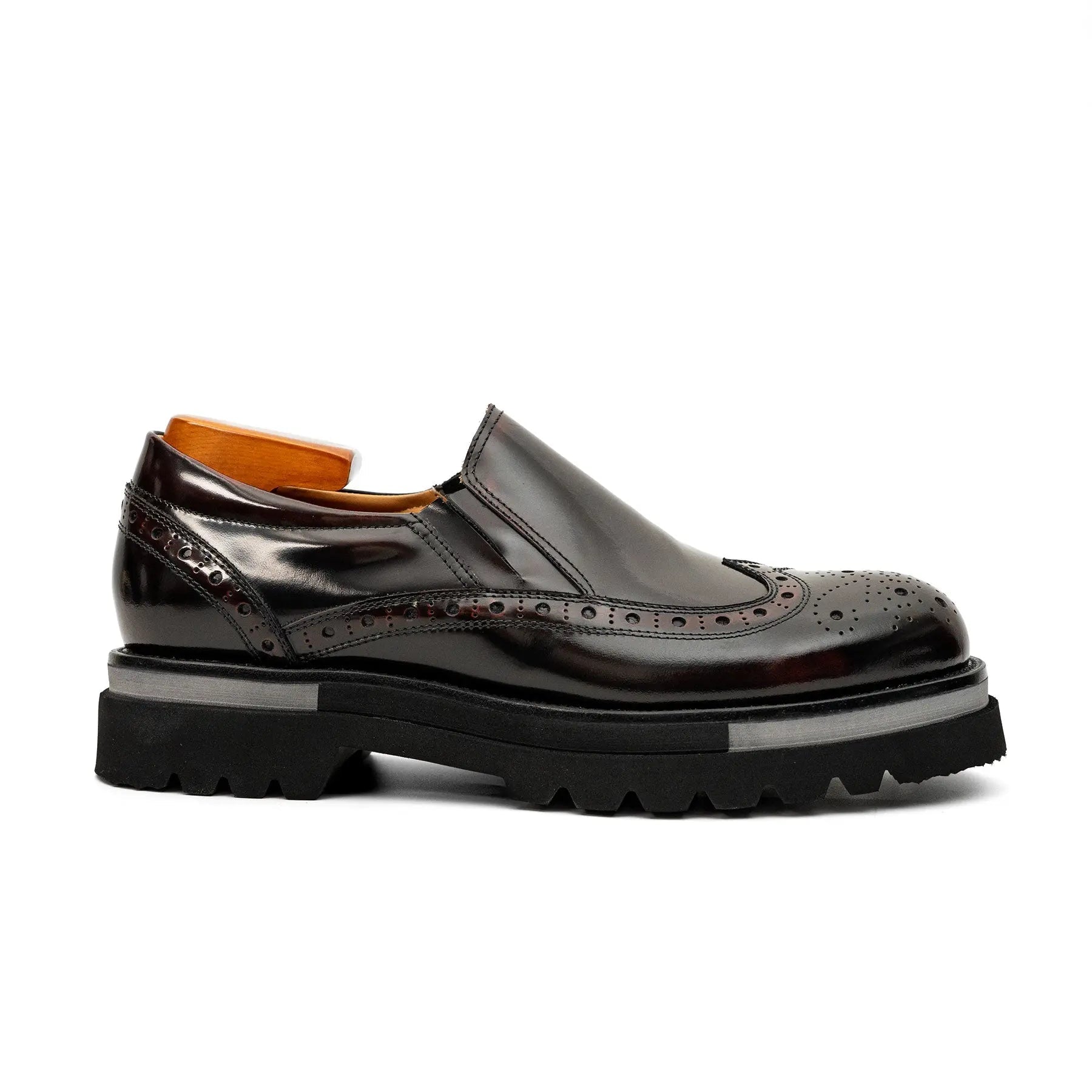 Burgundy Brogue Lug-Sole Loafer