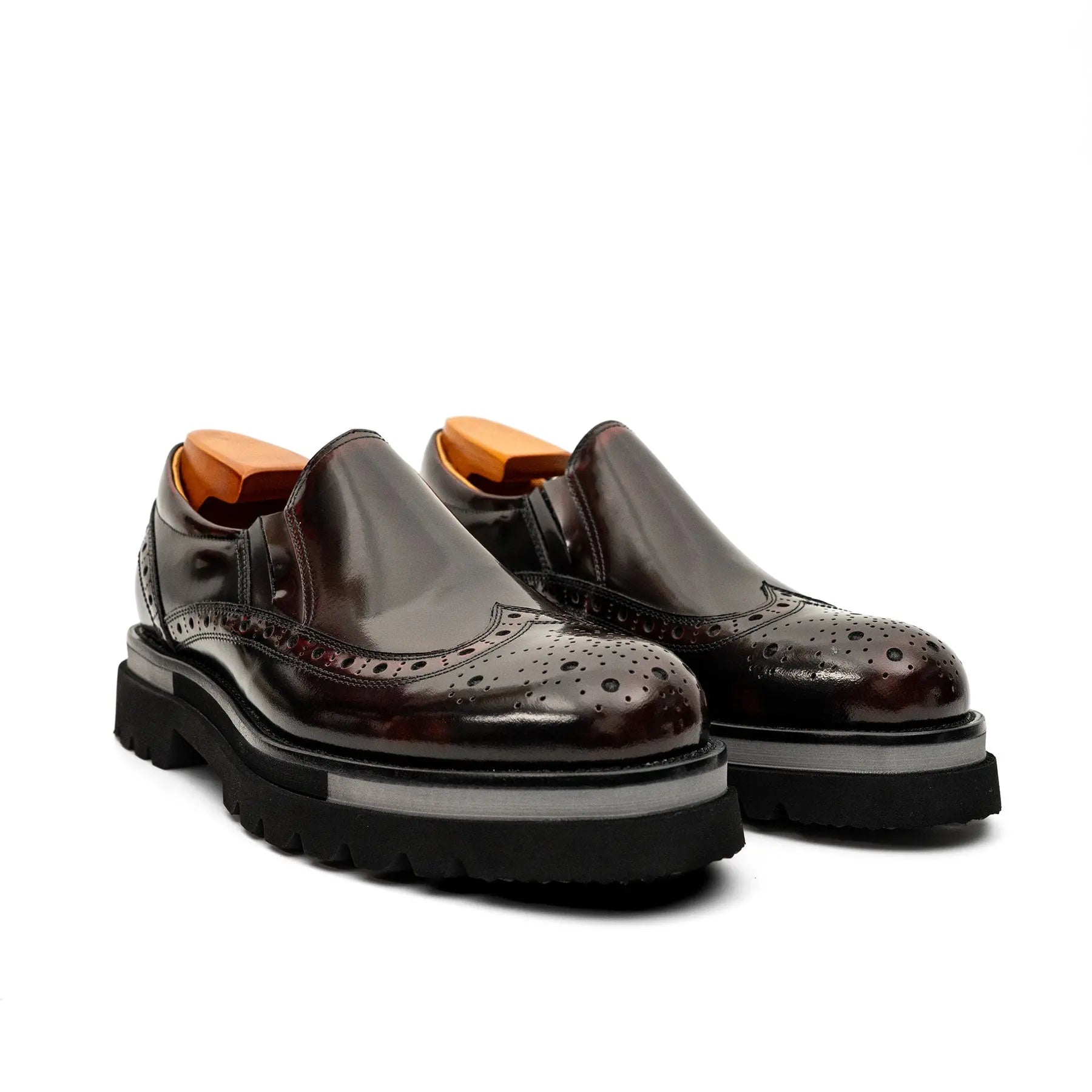 Burgundy Brogue Lug-Sole Loafer