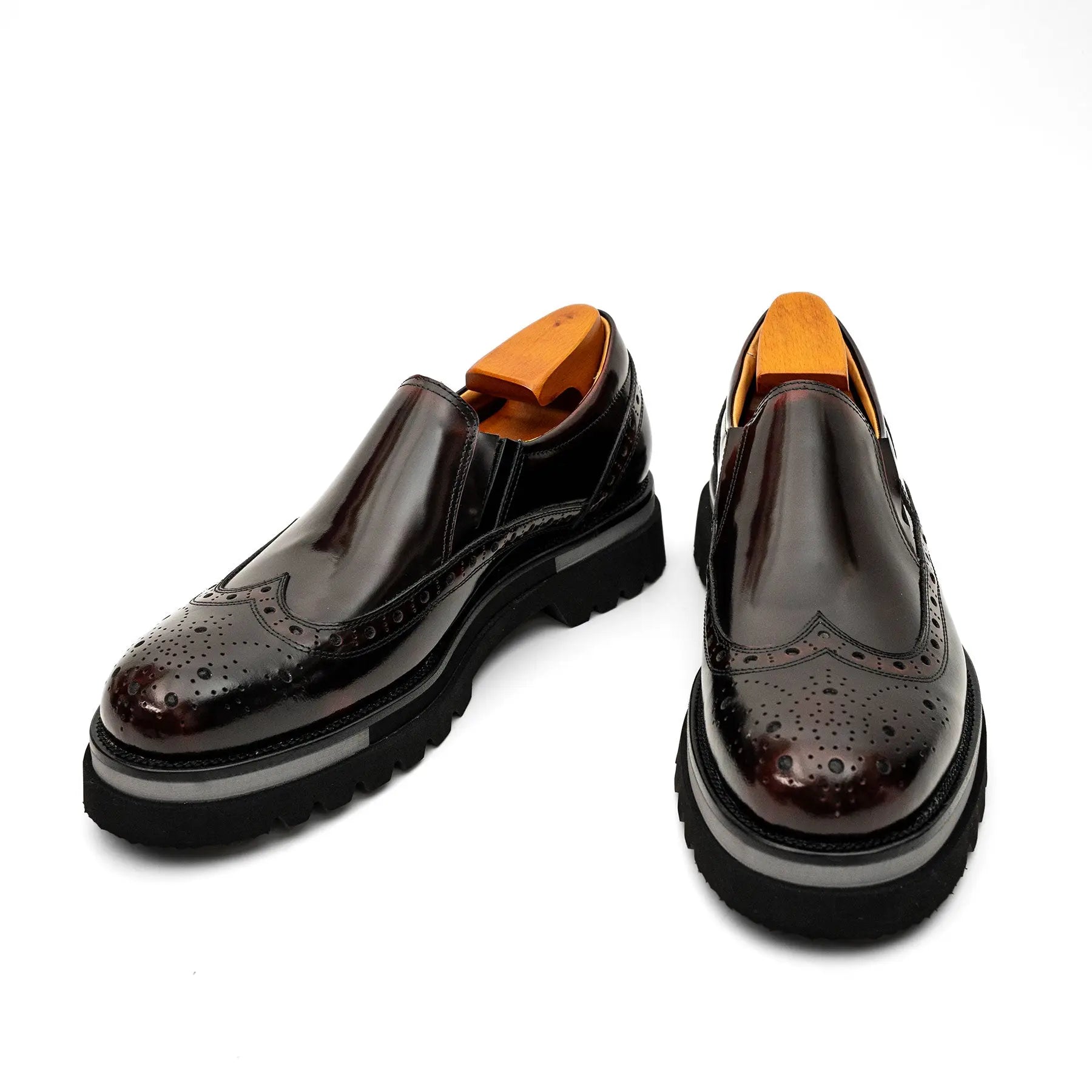 Burgundy Brogue Lug-Sole Loafer