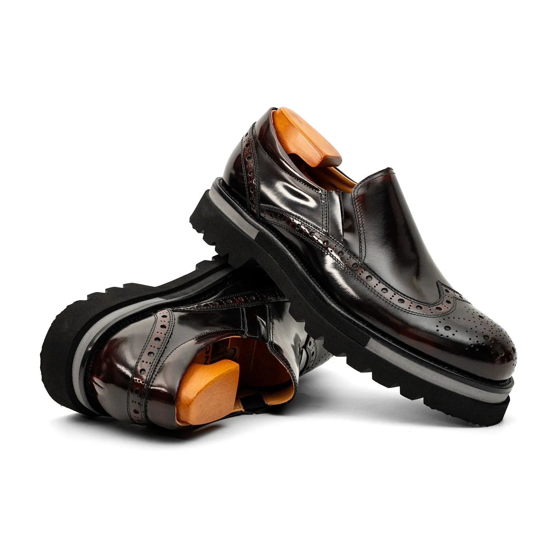 Burgundy Brogue Lug-Sole Loafer