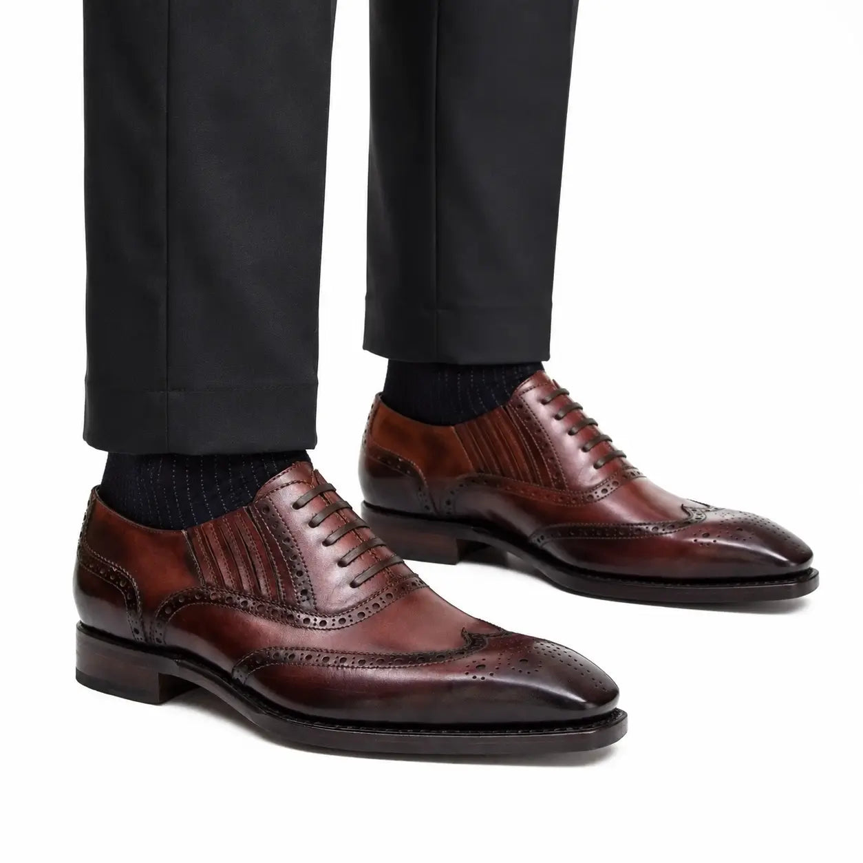 Burgundy Brogued Oxford Shoe