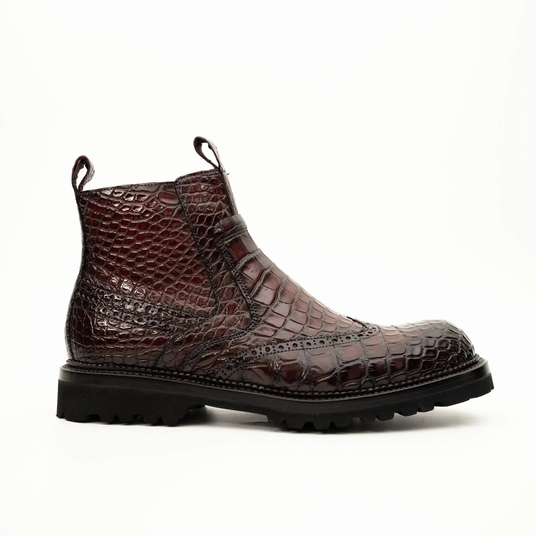 Burgundy Crocodile Chelsea Boot