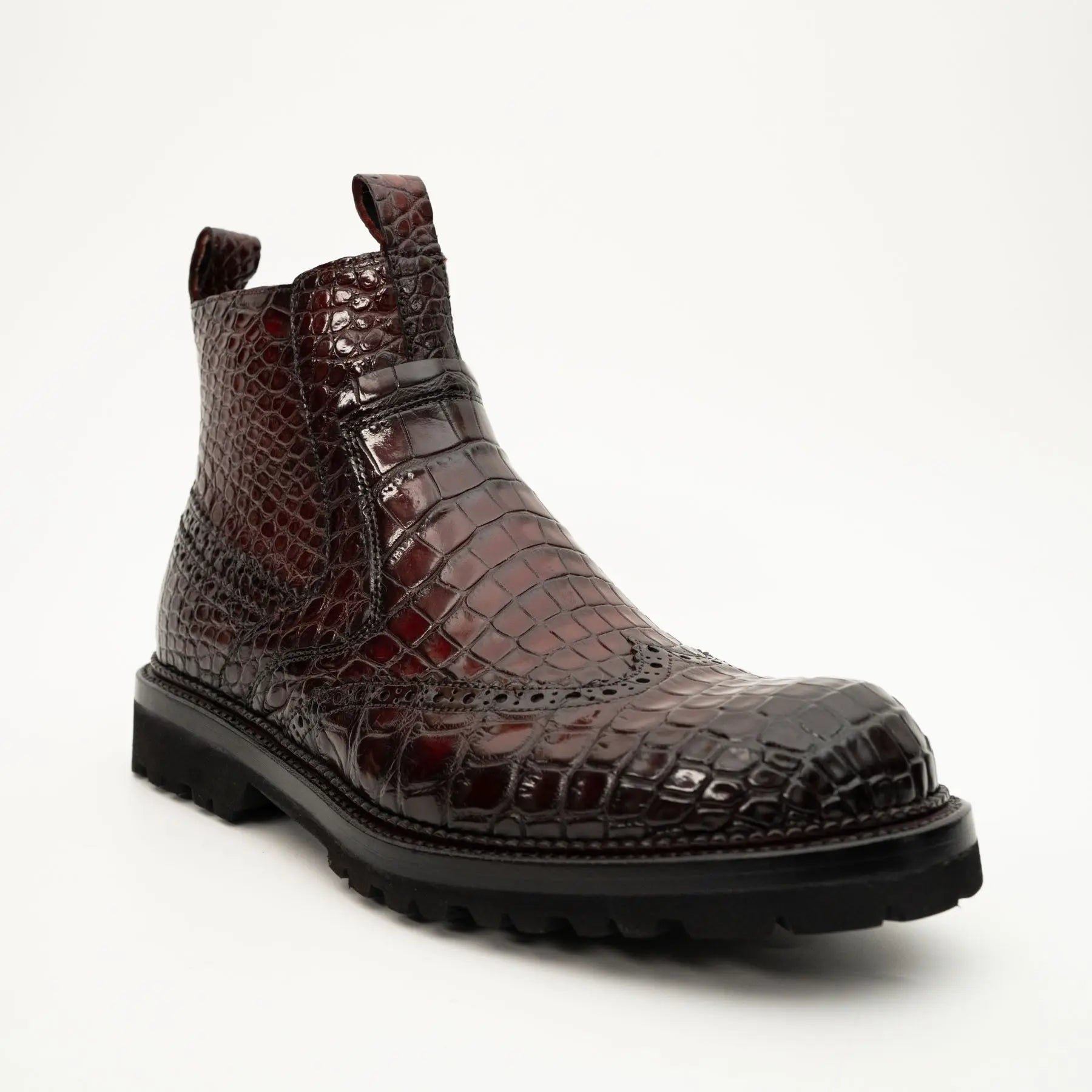Burgundy Crocodile Chelsea Boot