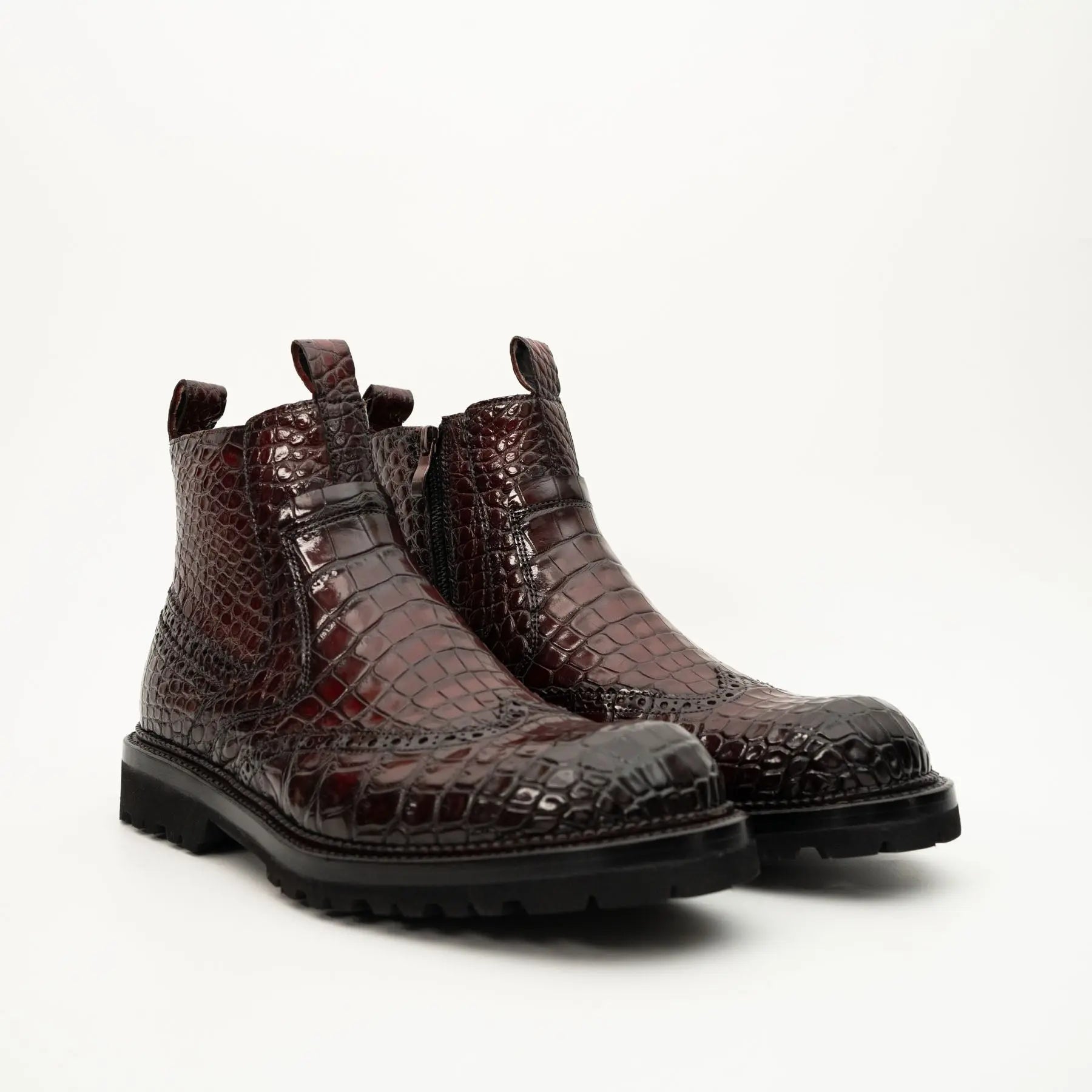 Burgundy Crocodile Chelsea Boot