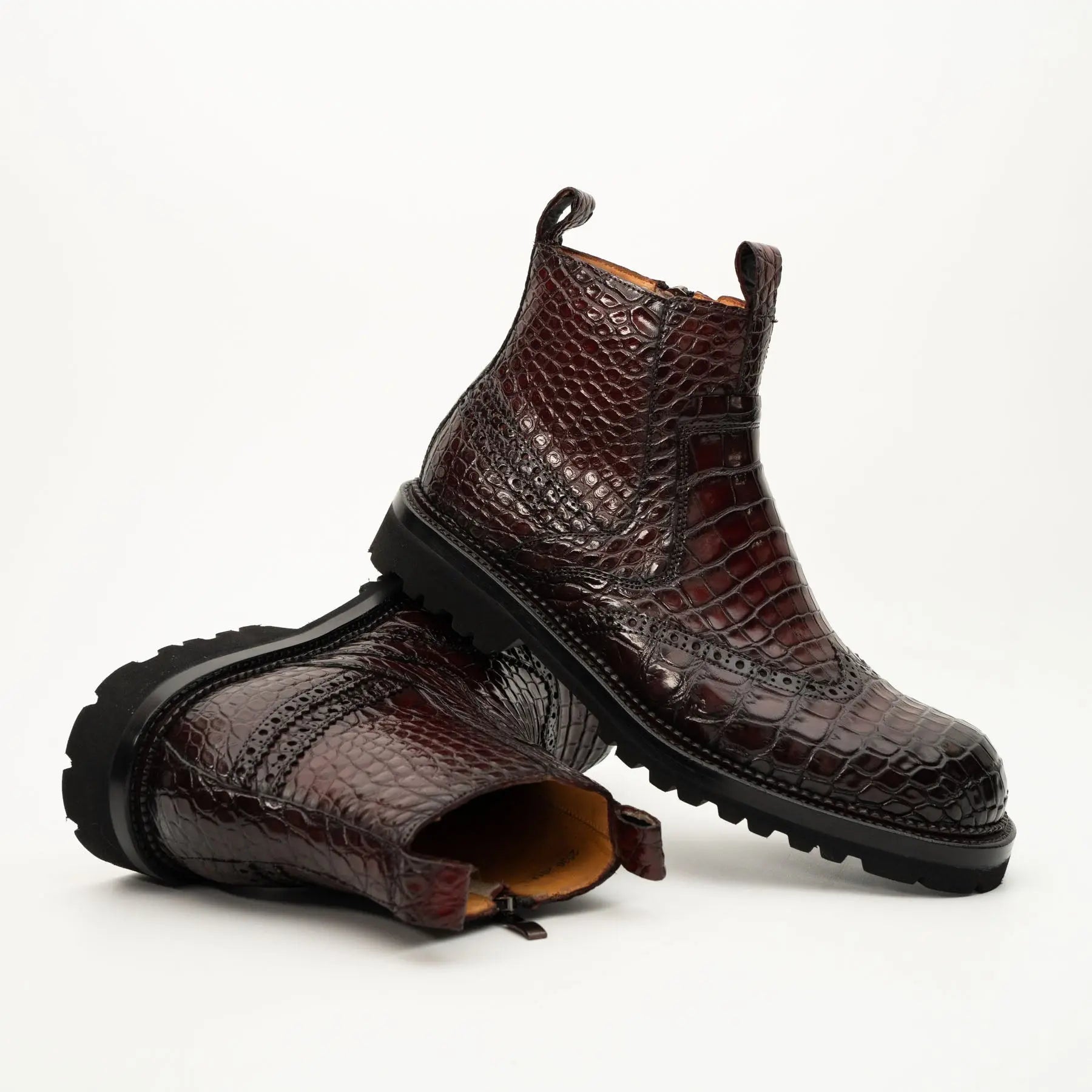 Burgundy Crocodile Chelsea Boot