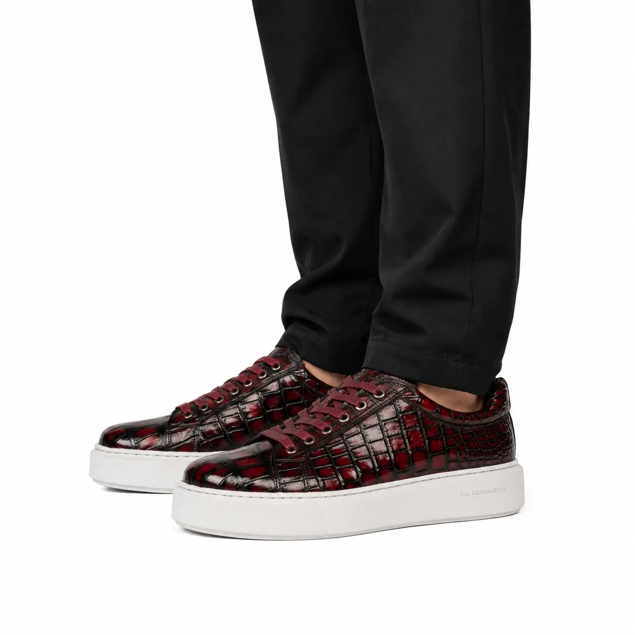 Burgundy Crocodile Court Sneaker