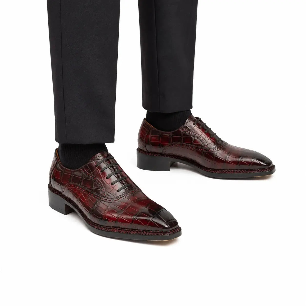 Burgundy Crocodile Oxford