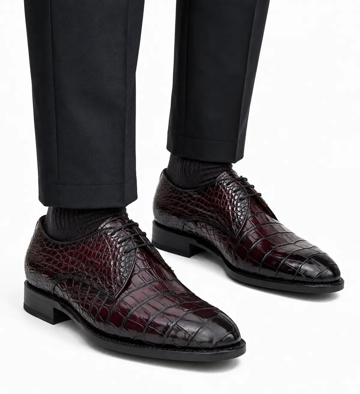 Burgundy Crocodile Oxford