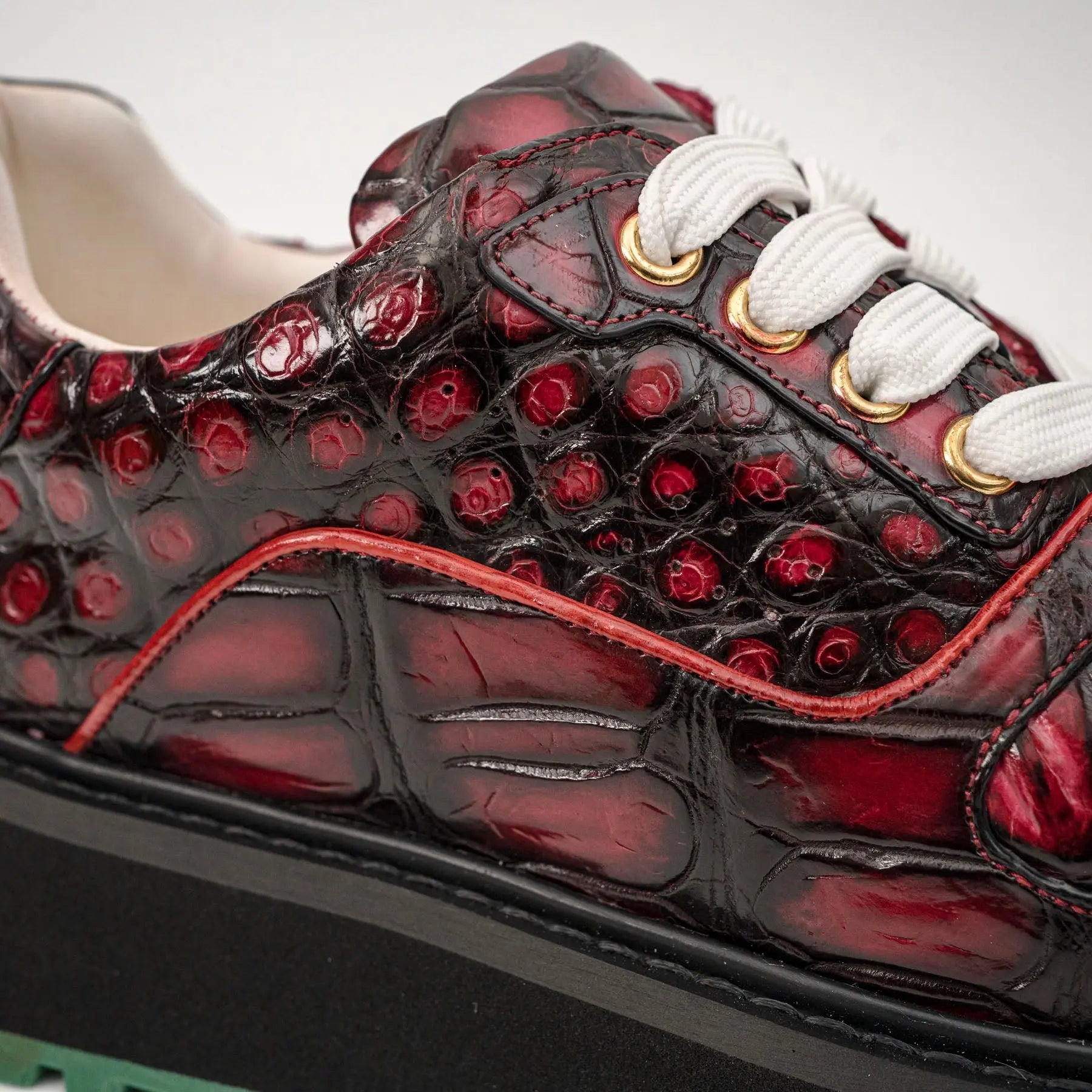 Burgundy Crocodile Platform Sneaker